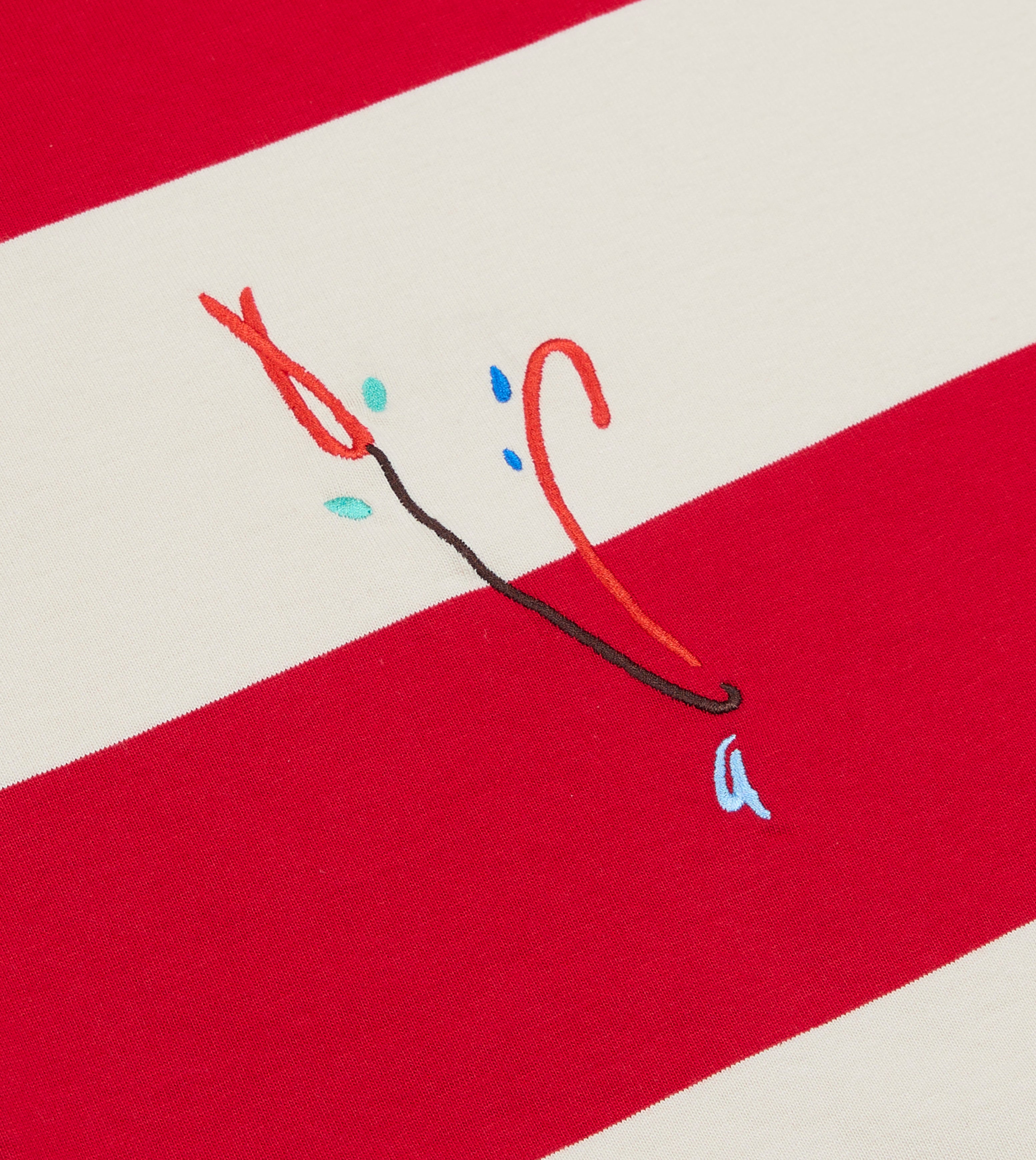 Mayumi Y. for Drake’s Stripe Cotton Embroidered Rugby Shirt