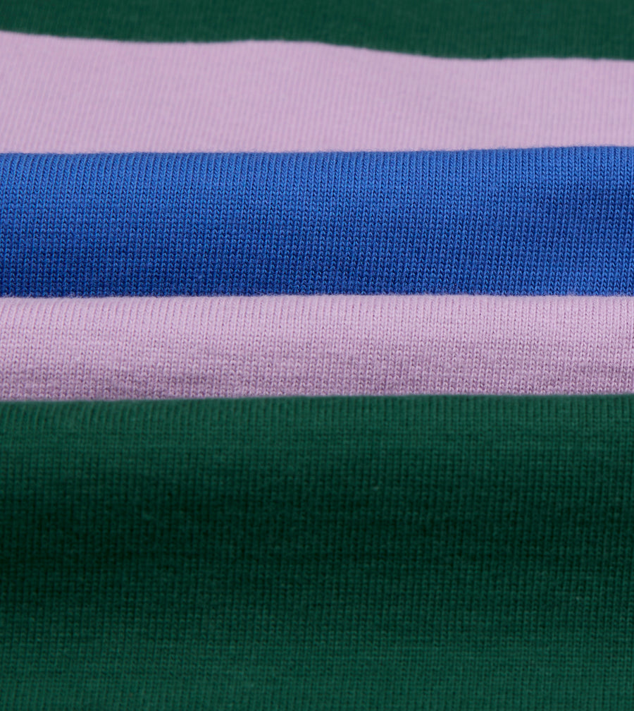 Green, Purple and Blue Middle Stripe Cotton Rugby Shirt