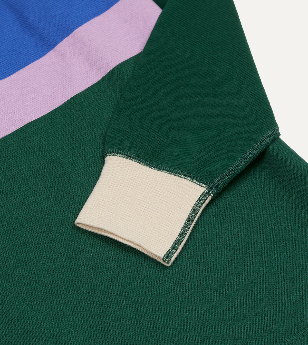 Green, Purple and Blue Middle Stripe Cotton Rugby Shirt