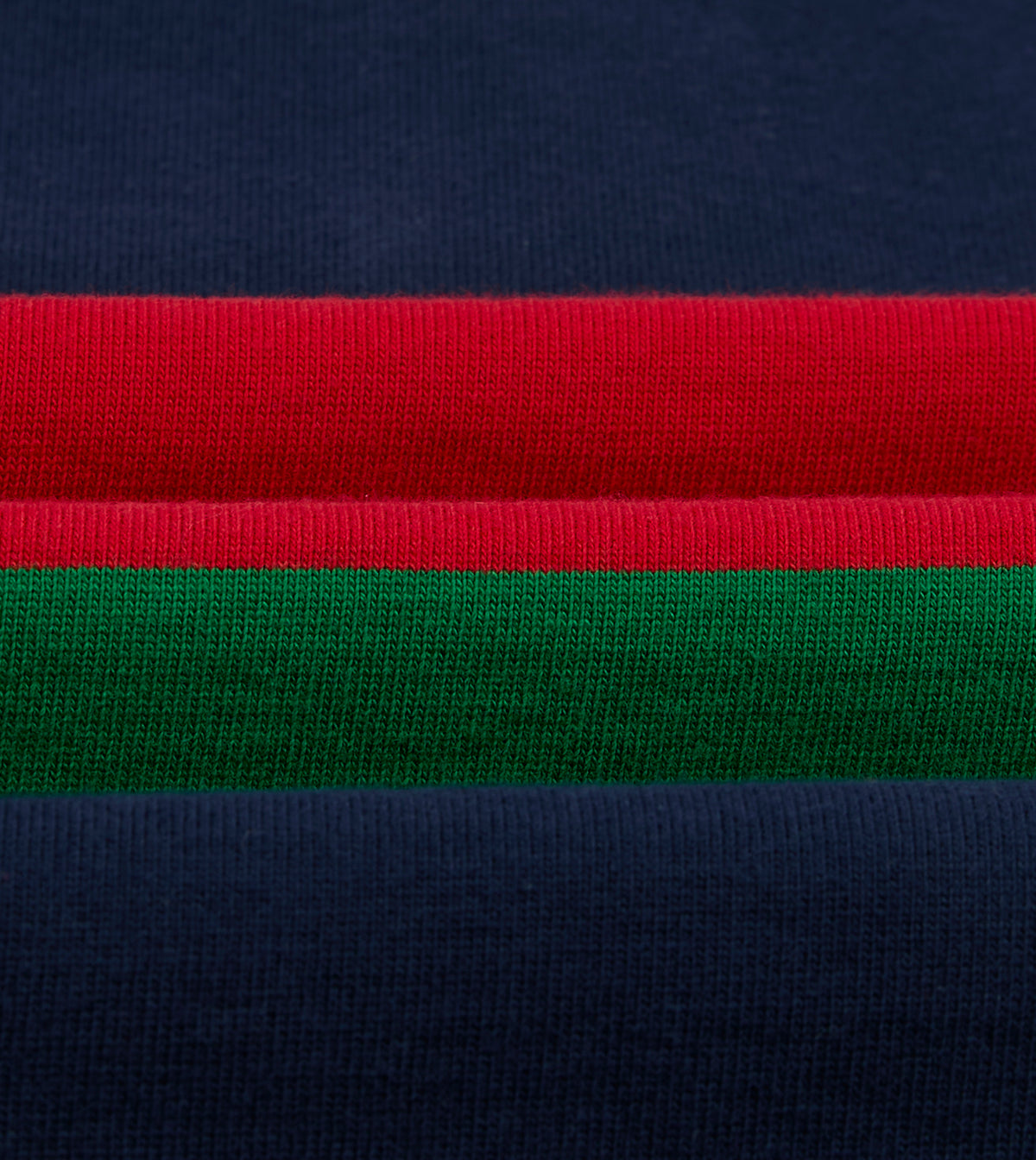 Navy, Red and Green Multi Stripe Cotton Rugby Shirt