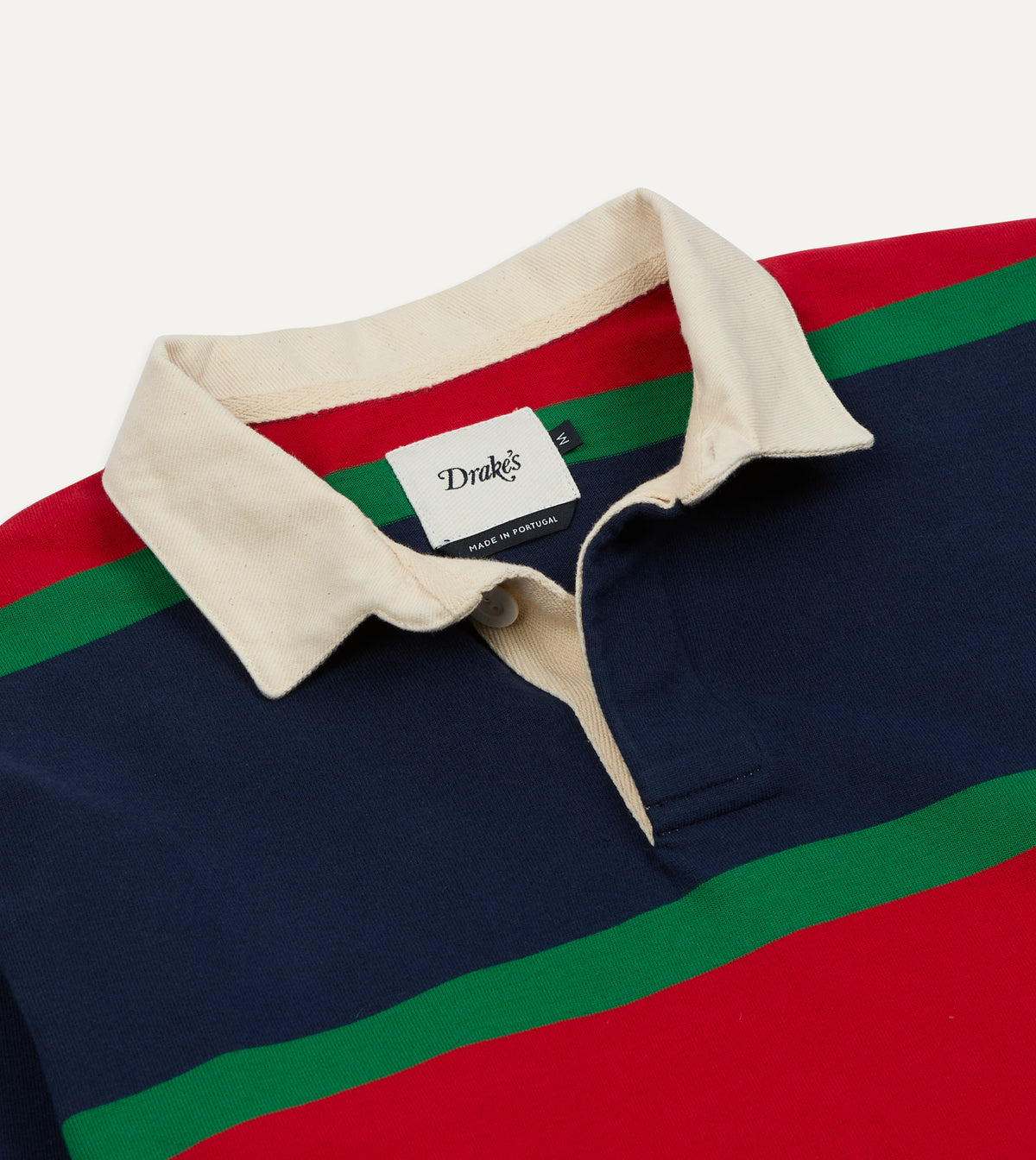 Navy, Red and Green Multi Stripe Cotton Rugby Shirt