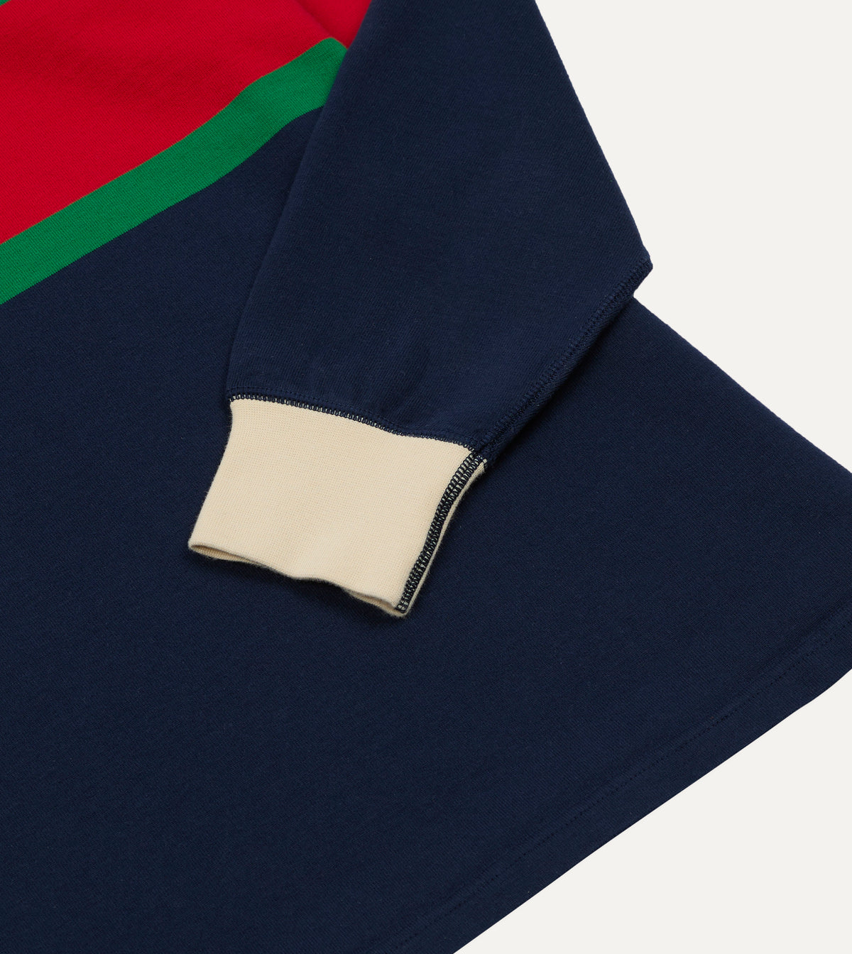 Navy, Red and Green Multi Stripe Cotton Rugby Shirt