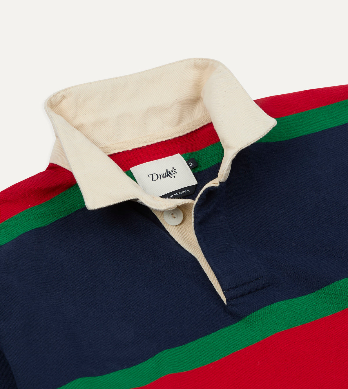Navy, Red and Green Multi Stripe Cotton Rugby Shirt