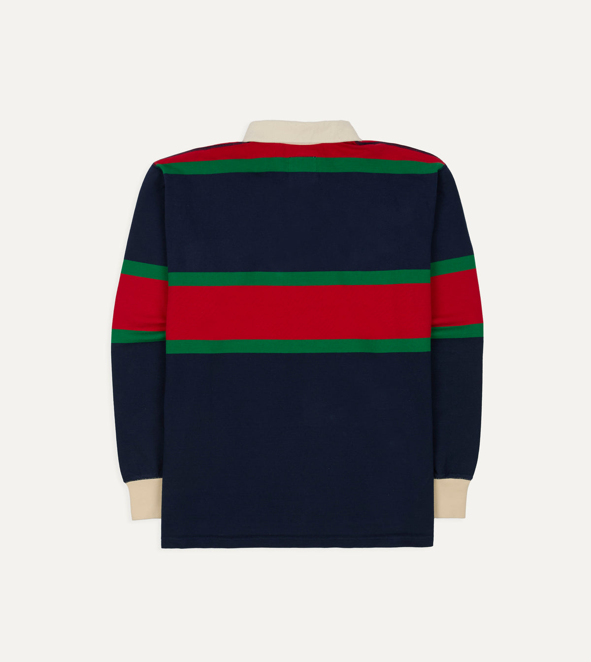 Navy, Red and Green Multi Stripe Cotton Rugby Shirt