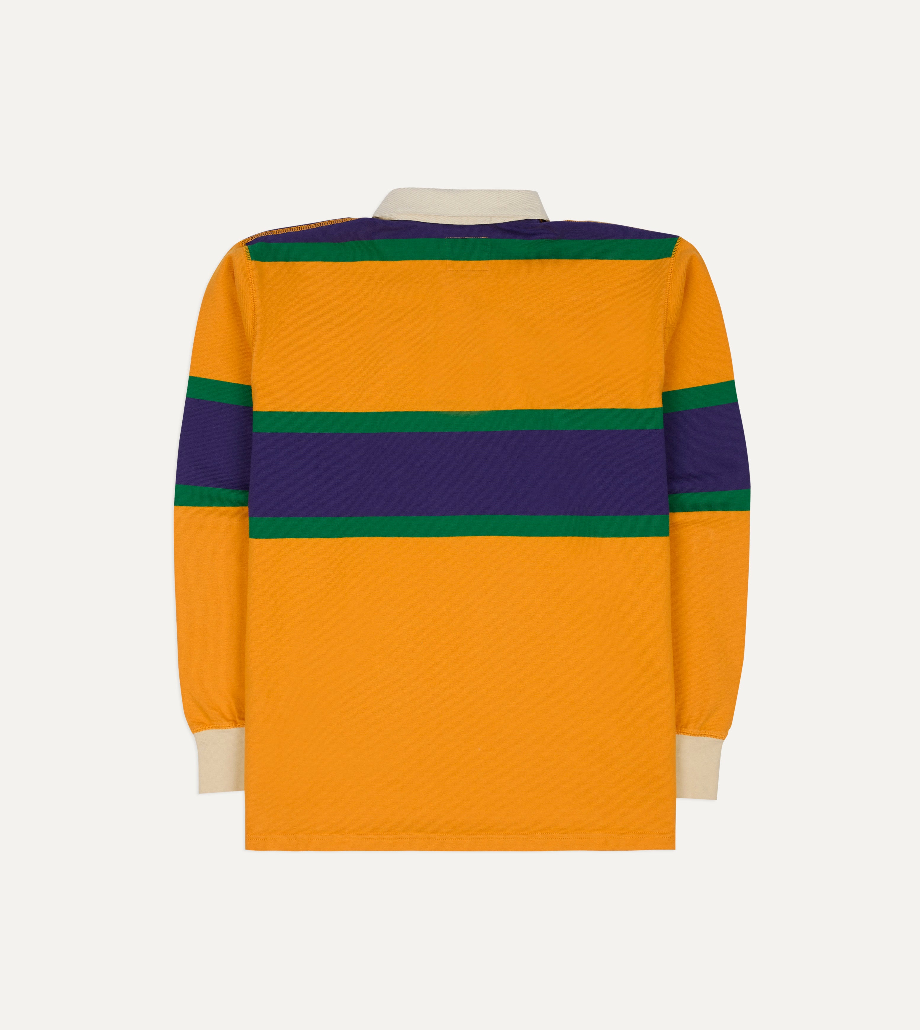 Yellow, Purple and Green Multi Stripe Cotton Rugby Shirt – Drakes US