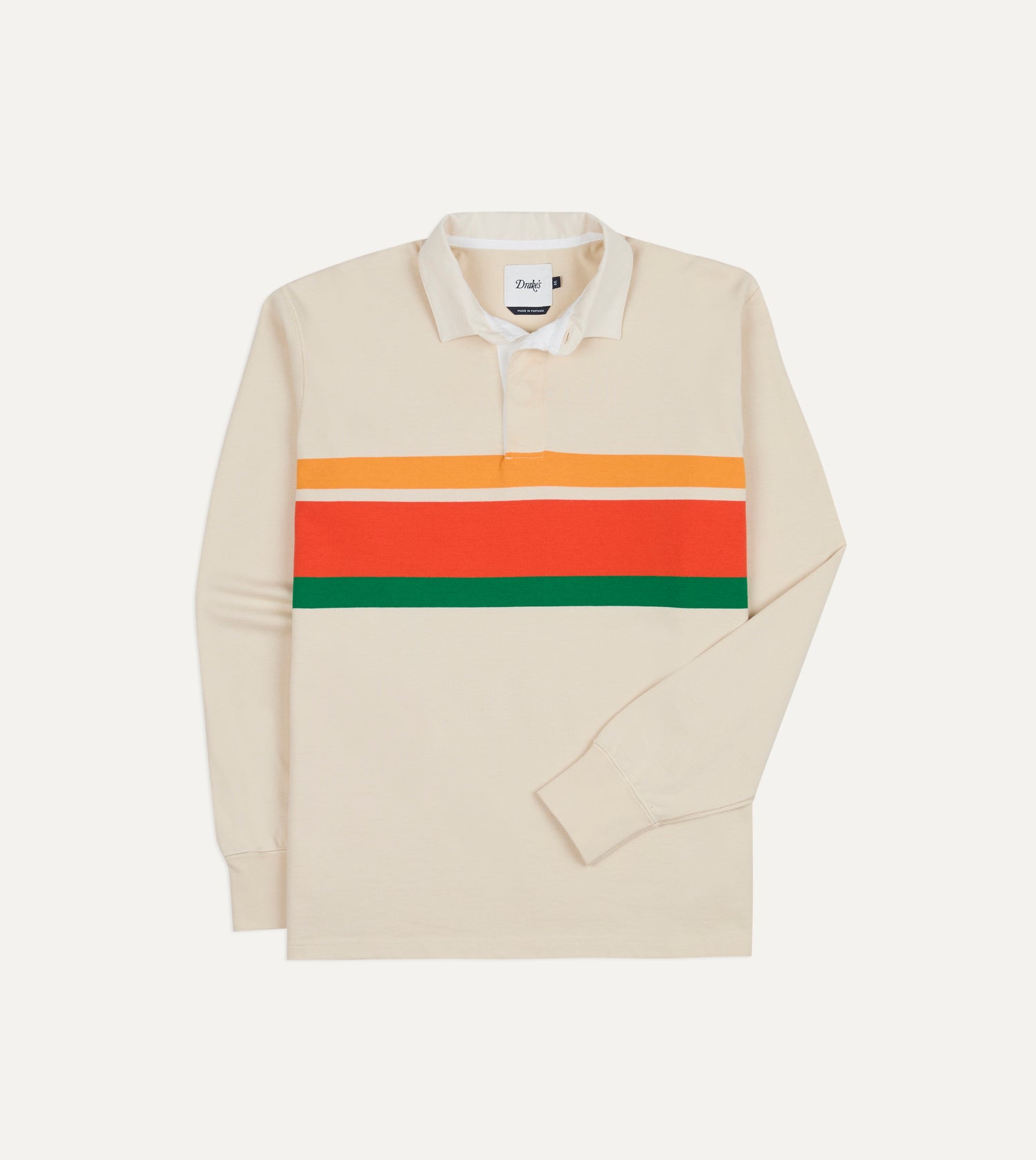 Ecru Multi Centre Stripe Cotton Rugby Shirt