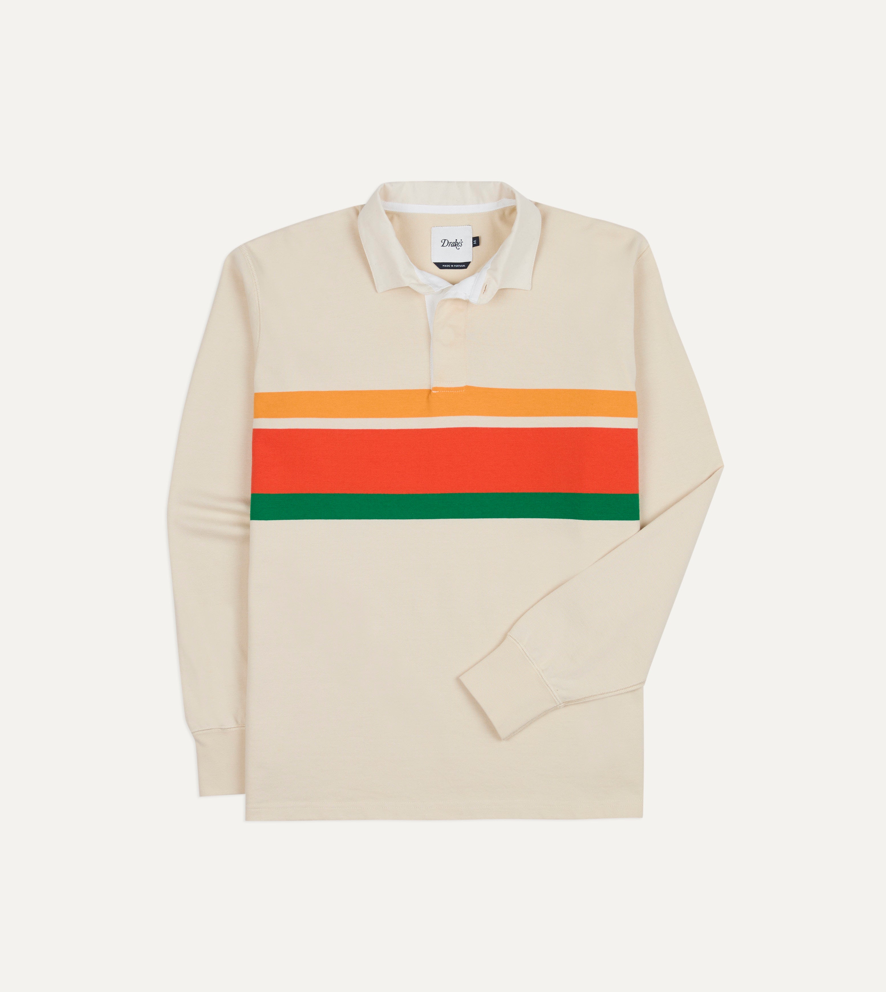 Ecru Multi Centre Stripe Cotton Rugby Shirt