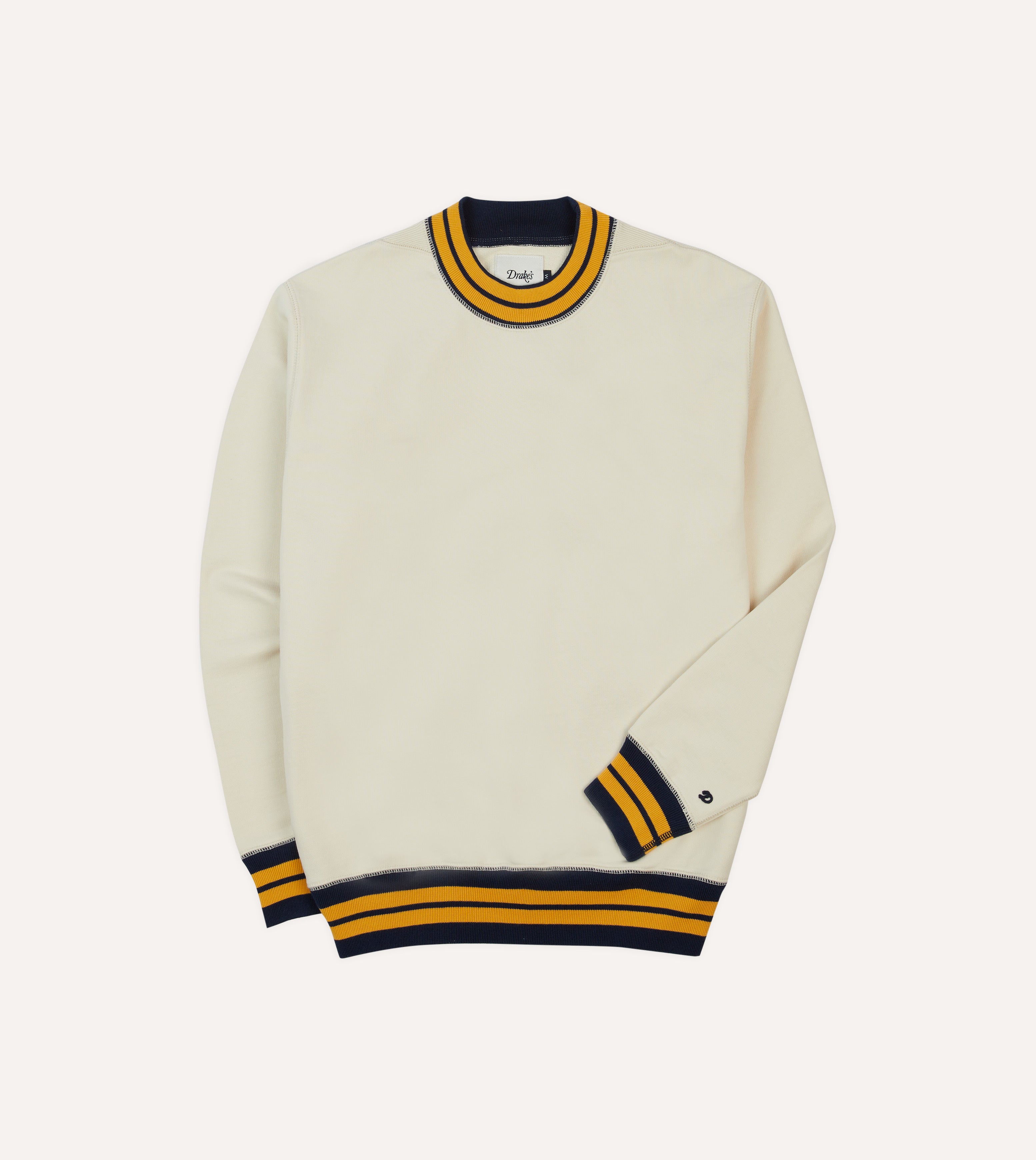 Ecru, Navy and Yellow Striped Rib Cotton Jersey Sweatshirt