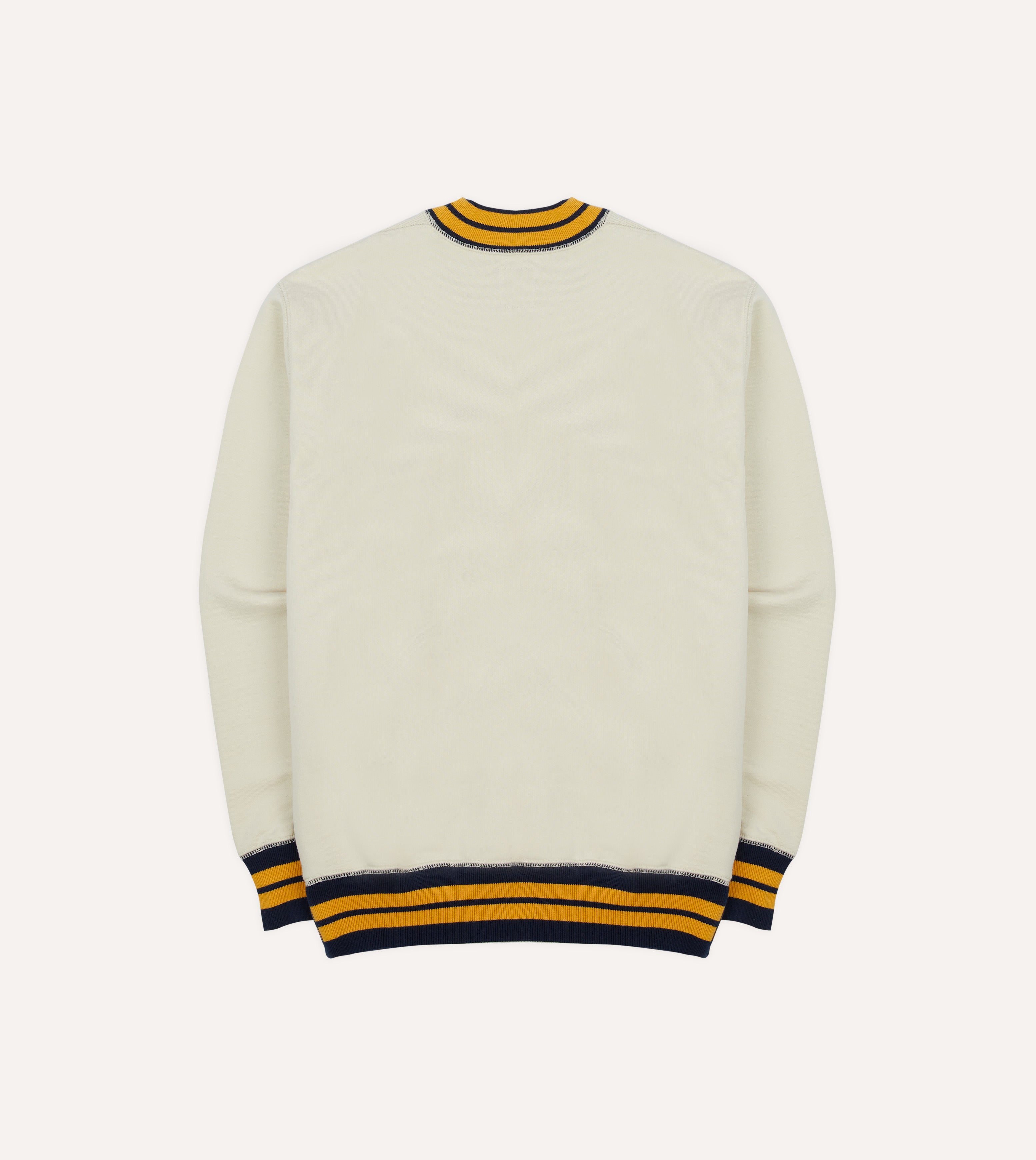 Ecru, Navy and Yellow Striped Rib Cotton Jersey Sweatshirt