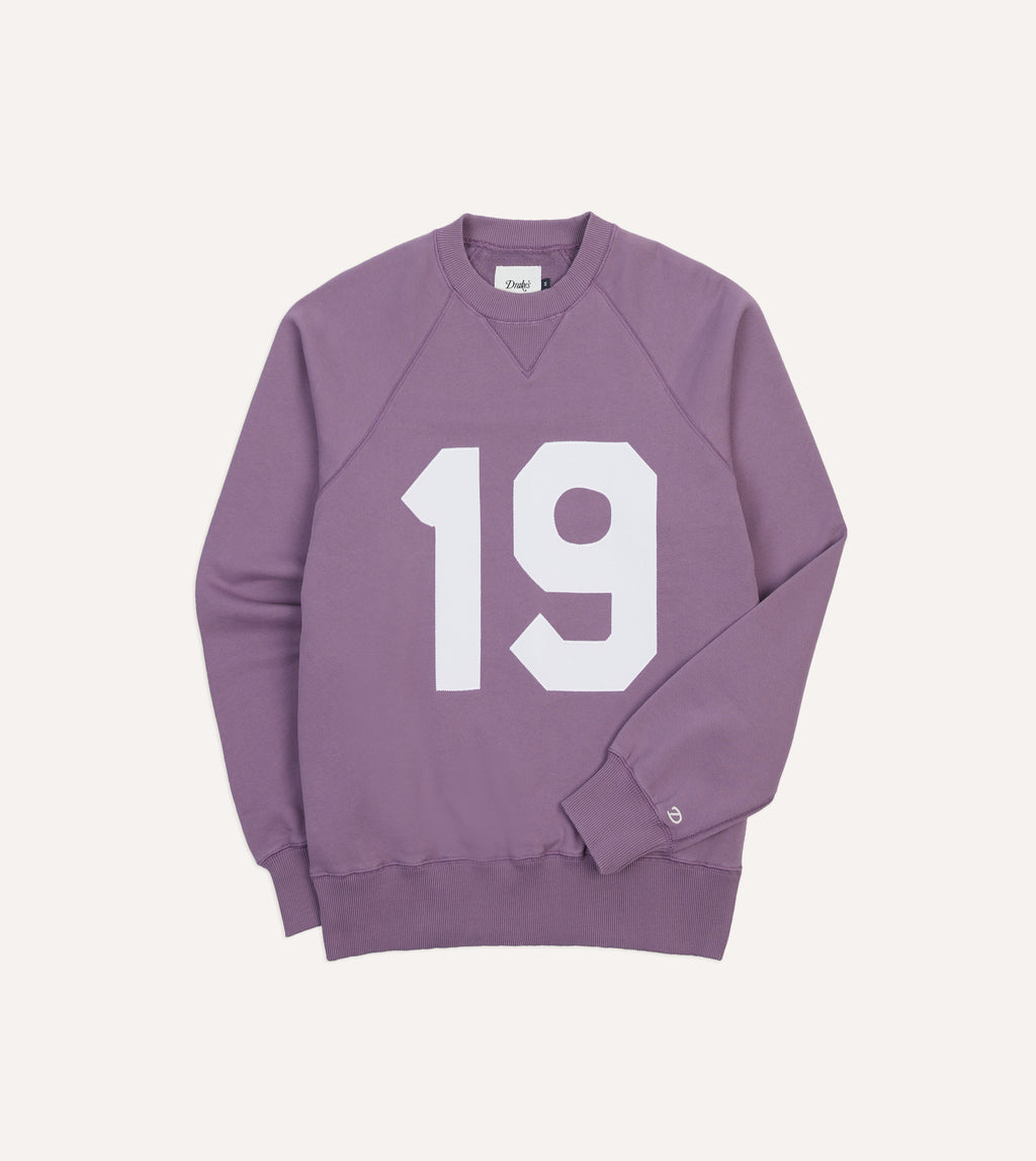 Lilac '1977' Appliqué Cotton Sweatshirt – Drakes US