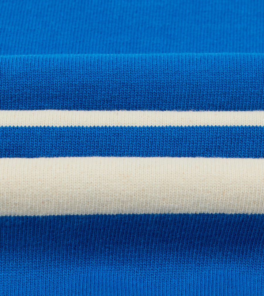 Blue and Antique White Stripe Cotton Raglan Sweatshirt