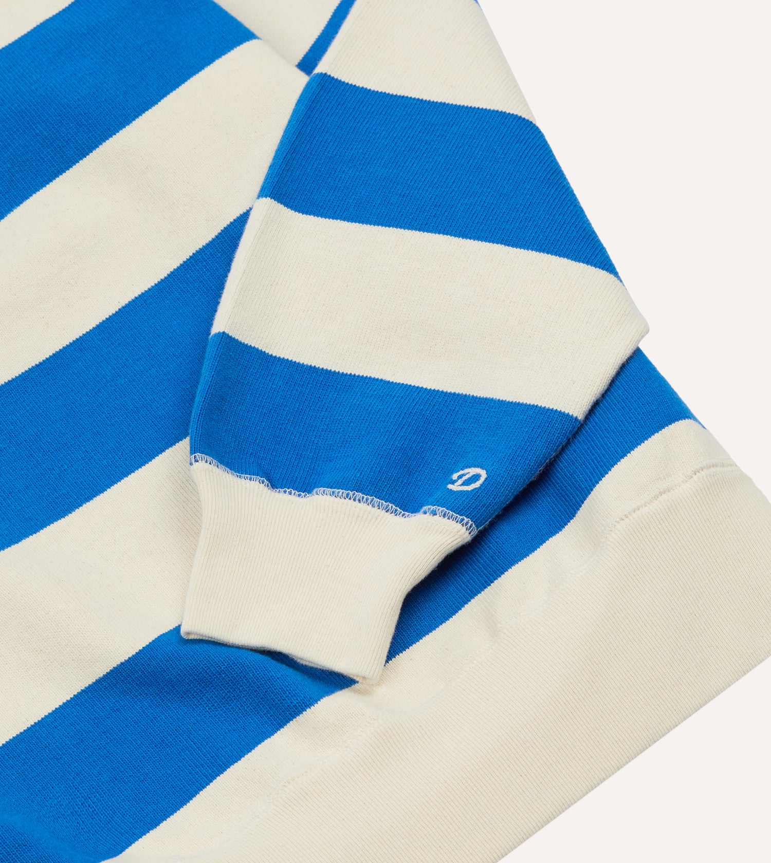 Blue and Antique White Stripe Cotton Raglan Sweatshirt