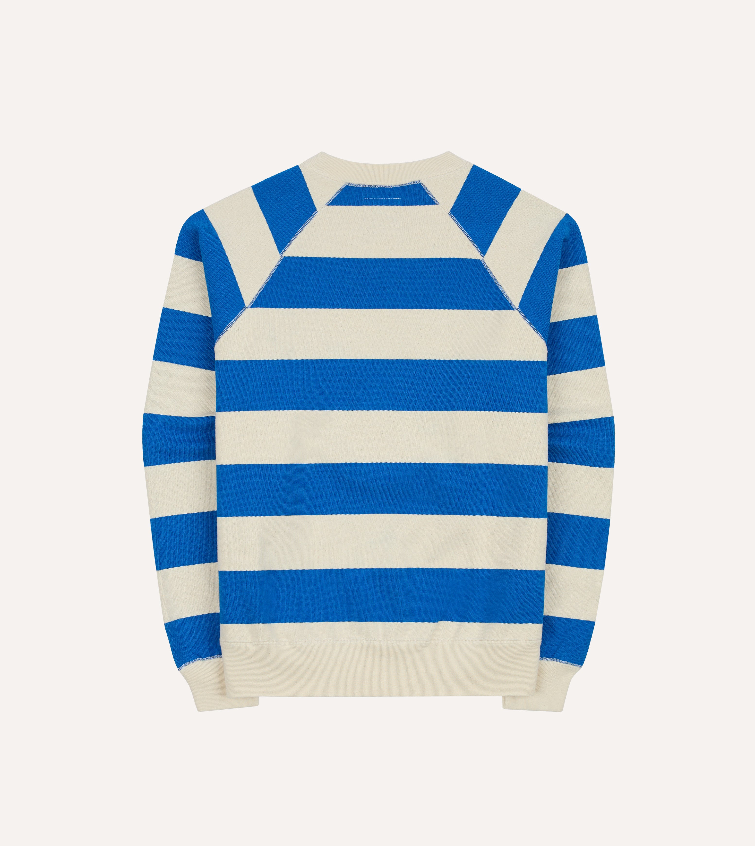 Blue and Antique White Stripe Cotton Raglan Sweatshirt