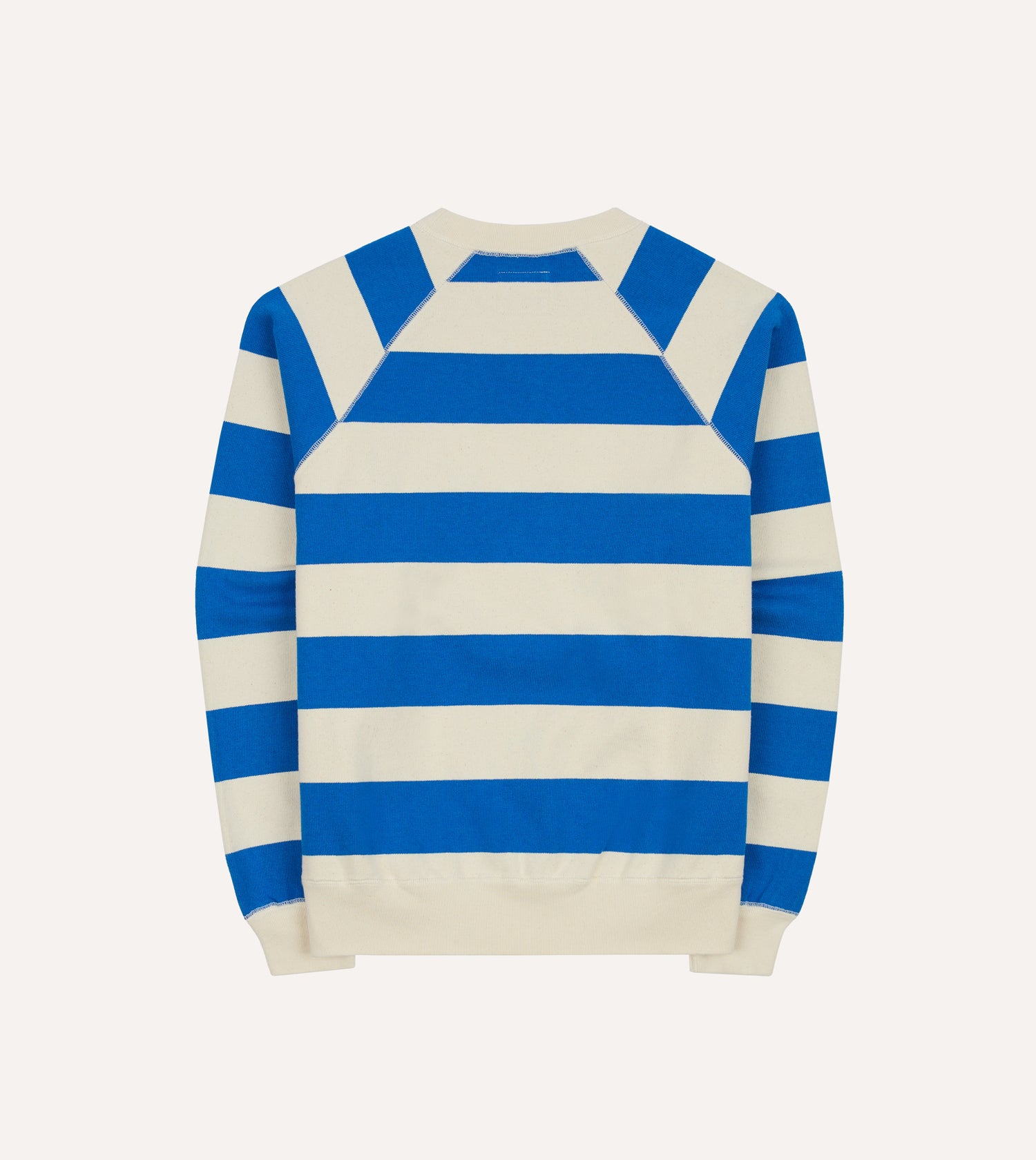 Blue and Antique White Stripe Cotton Raglan Sweatshirt