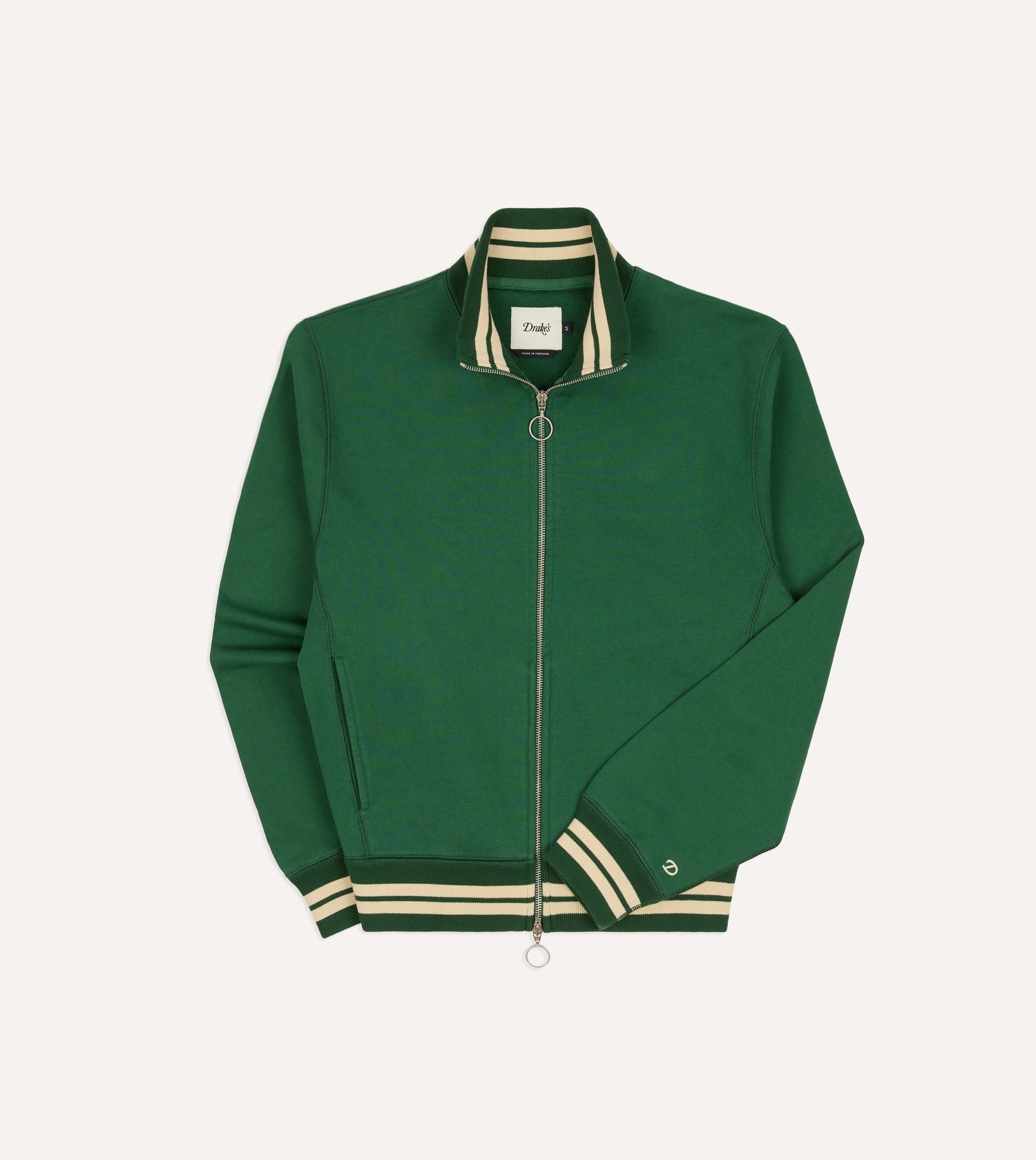 Green and Ecru Cotton Zip-Through Sweatshirt