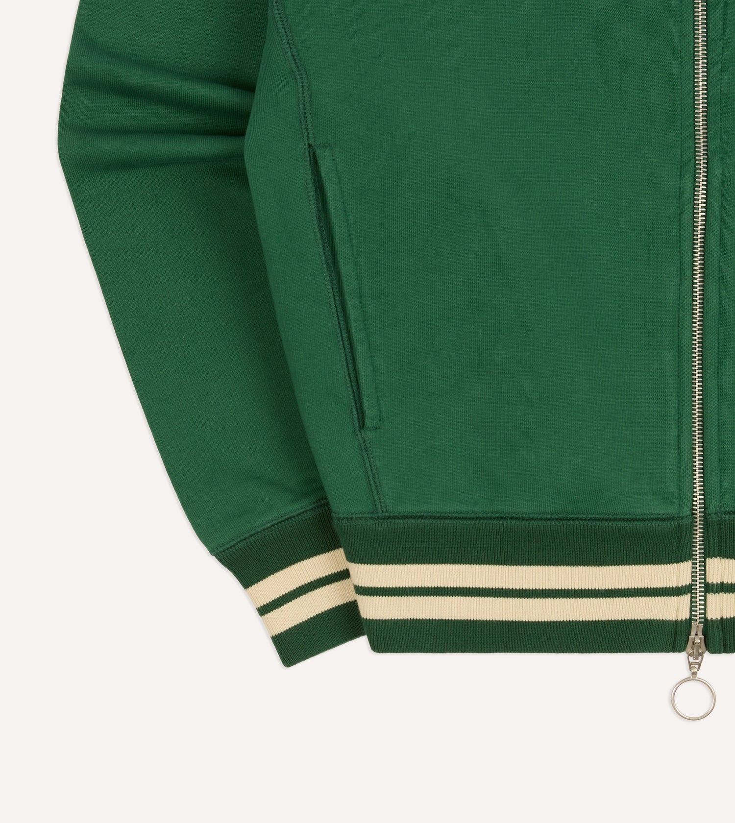 Green and Ecru Cotton Zip-Through Sweatshirt