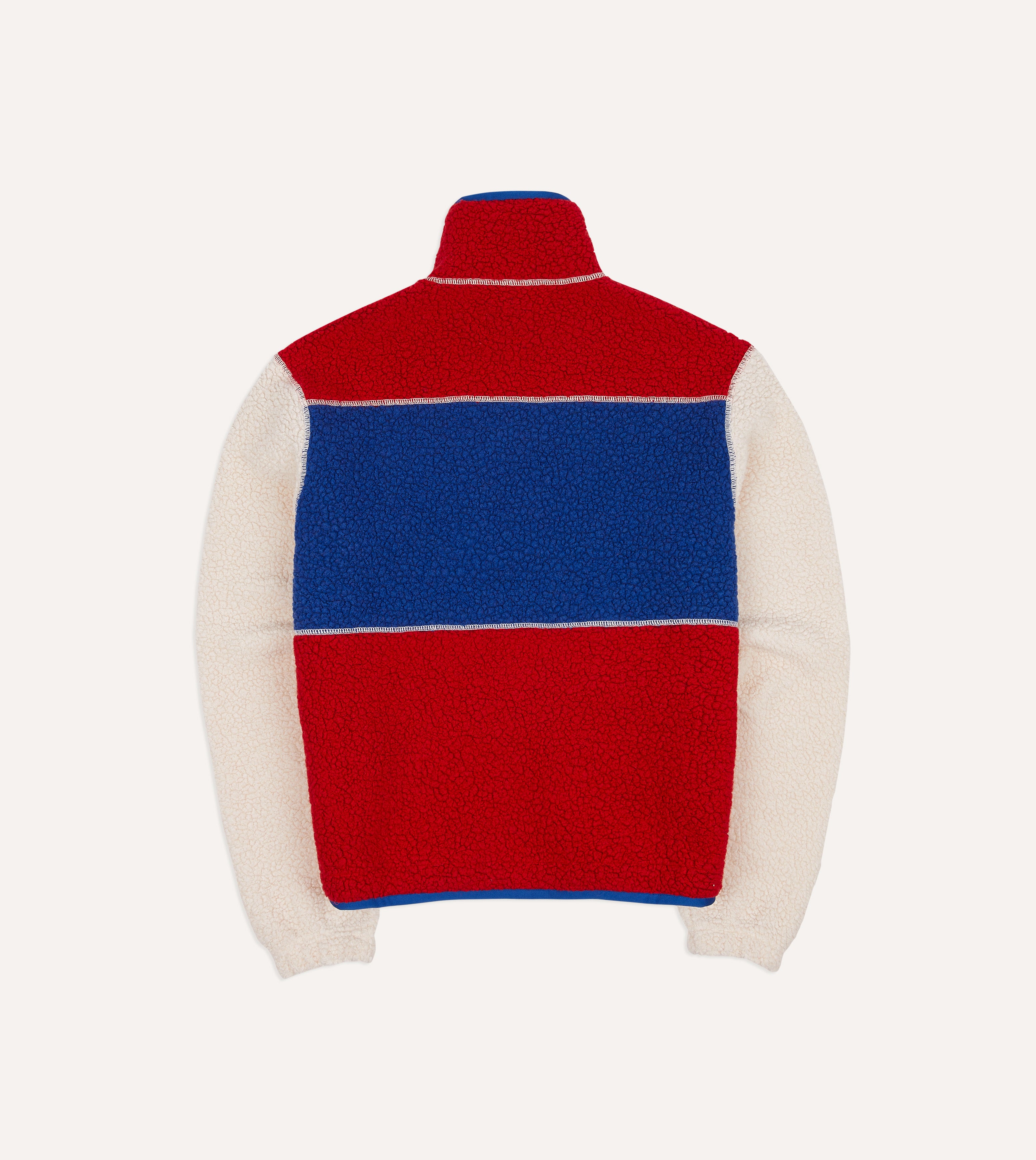 Ecru, Red and Blue Boucle Wool Zip Fleece Jacket – Drakes US