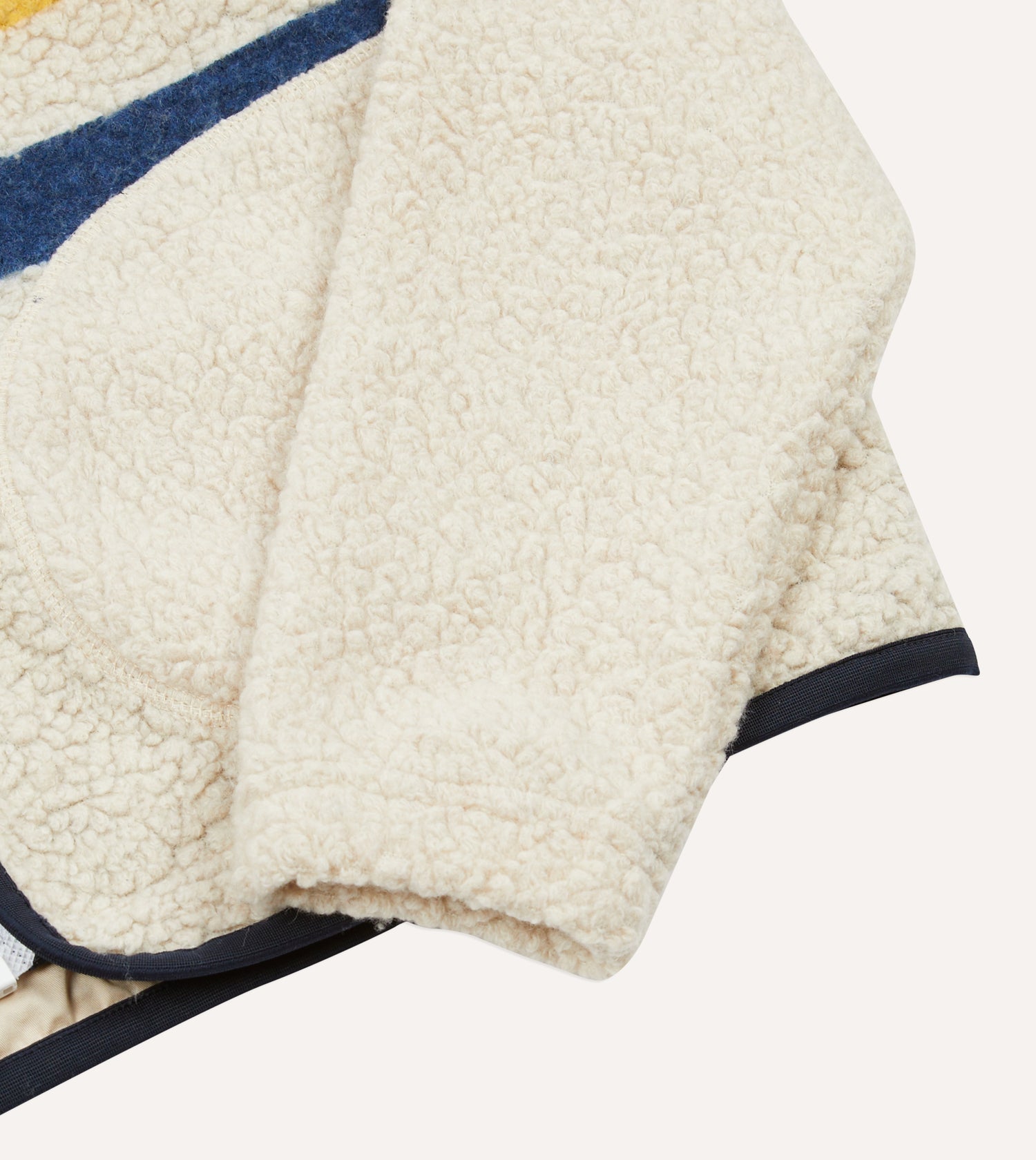 Ecru Stripe Boucle Wool Zip Fleece Jacket