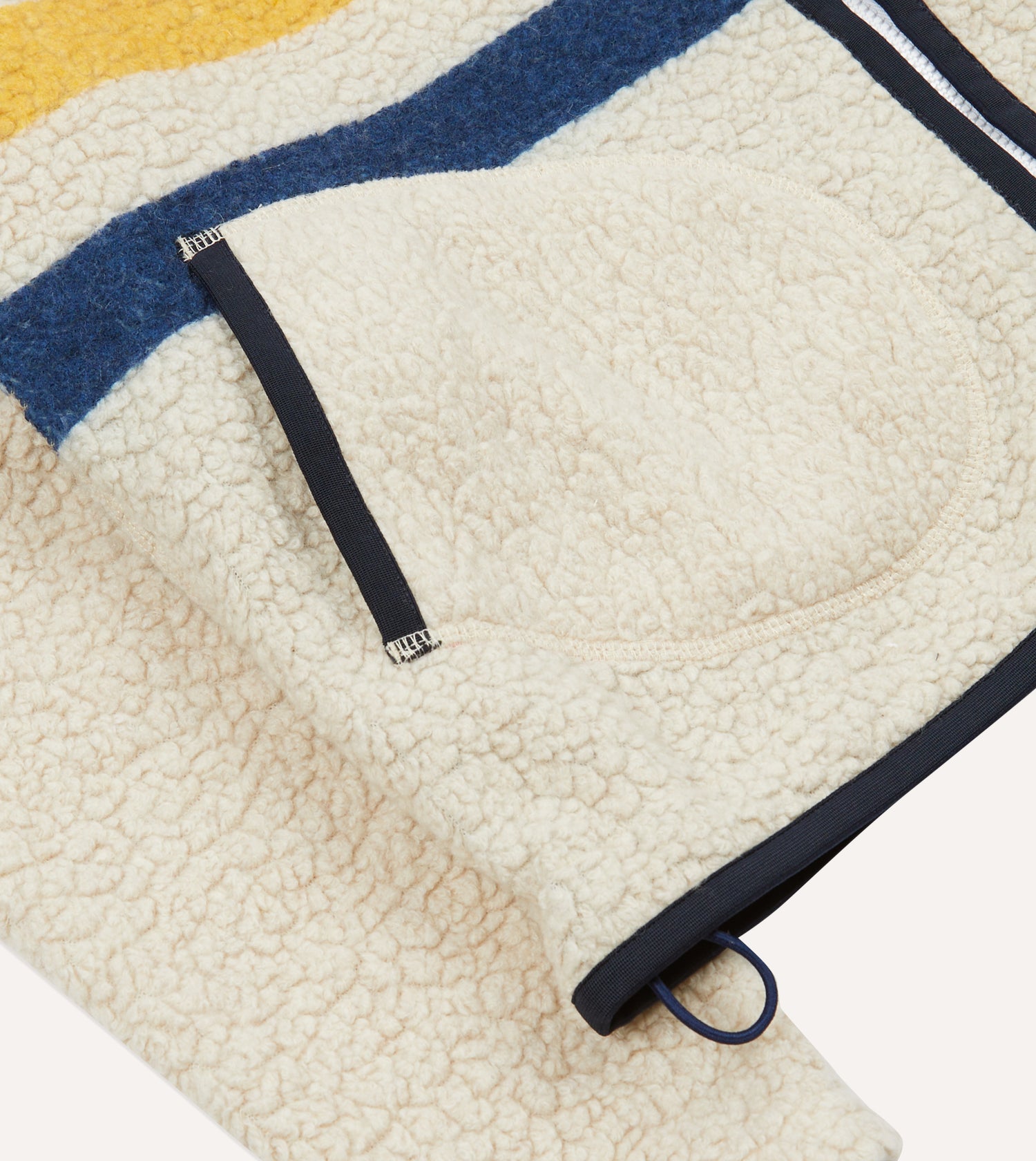 Ecru Stripe Boucle Wool Zip Fleece Jacket