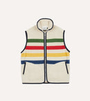 Ecru Stripe Boucle Wool Zip Fleece Vest