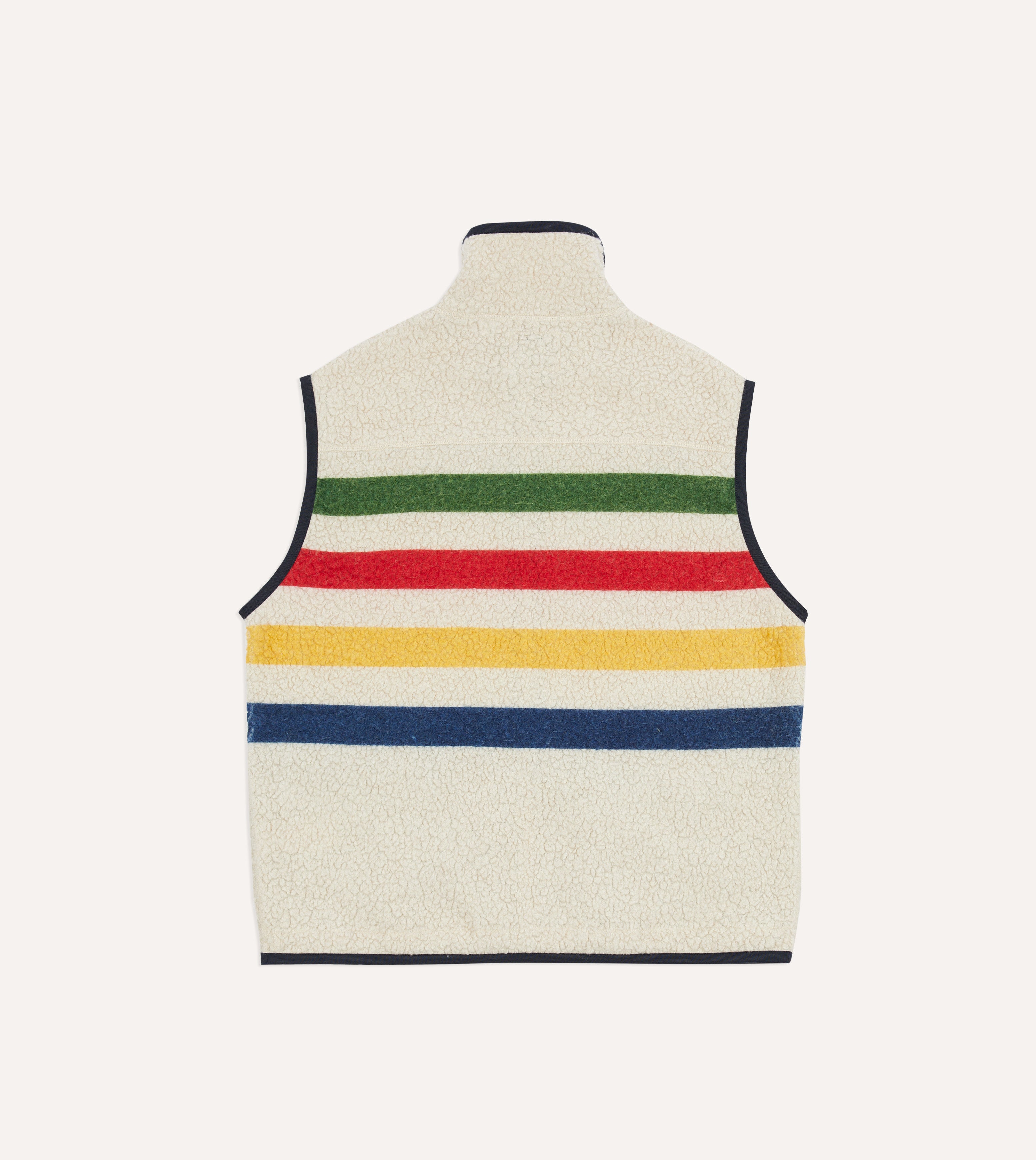 Ecru Stripe Boucle Wool Zip Fleece Vest