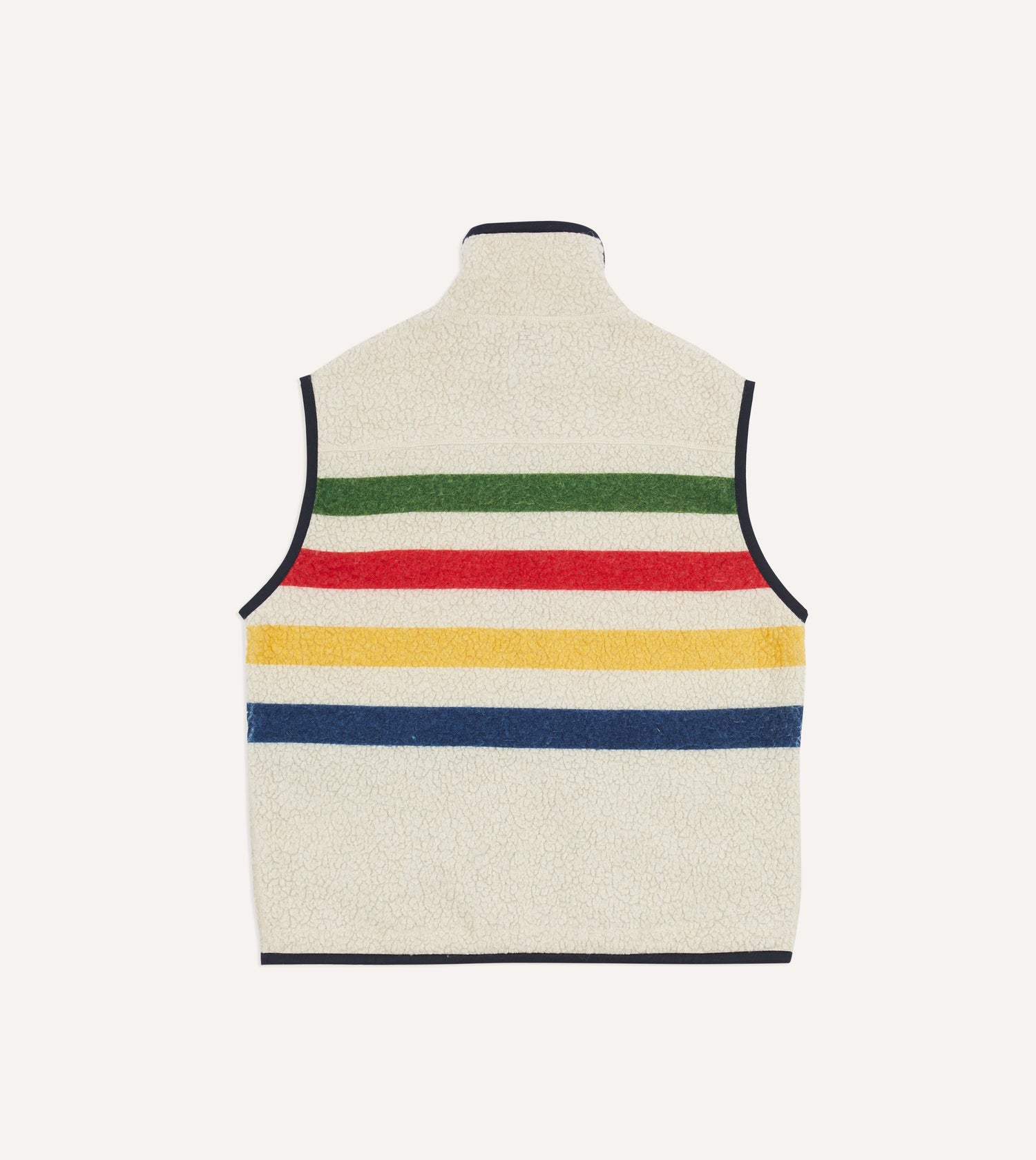Ecru Stripe Boucle Wool Zip Fleece Vest
