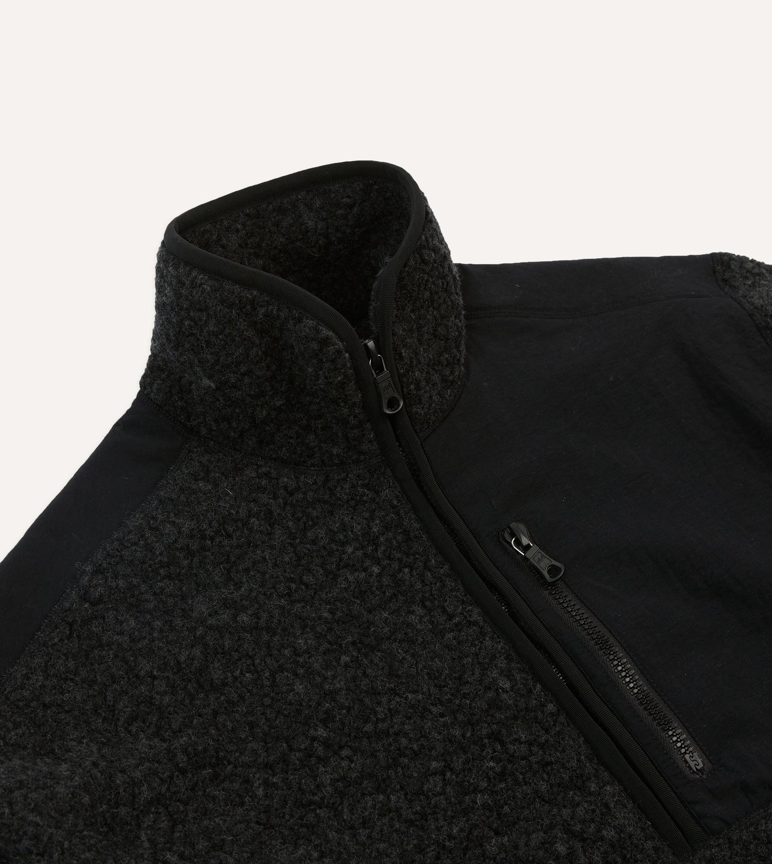 Drake's by A. Levine Grey Boucle Wool Half-Zip Fleece Jacket