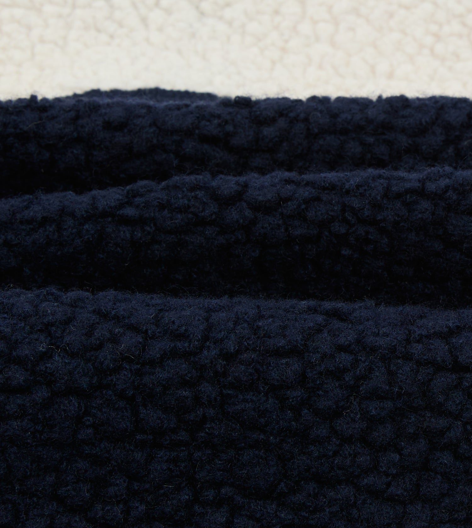 Navy, Ecru and Khaki Boucle Wool Half-Zip Fleece Jacket