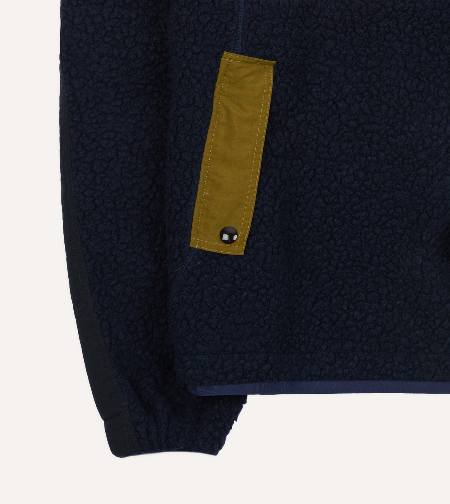Navy, Ecru and Khaki Boucle Wool Half-Zip Fleece Jacket