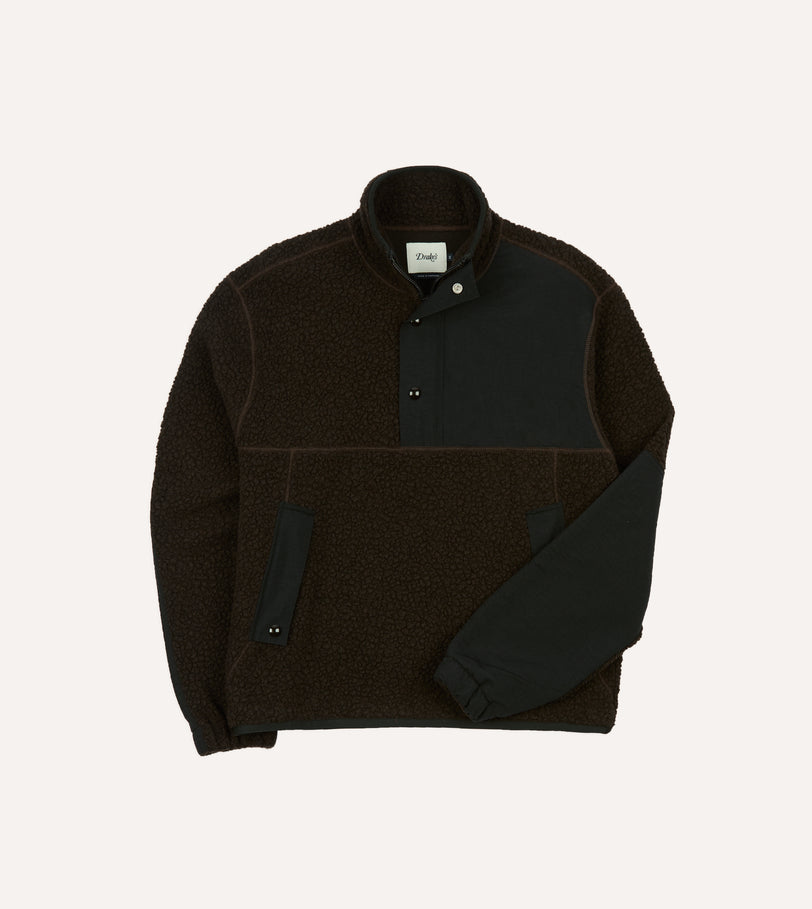 Drake's by A. Levine Boucle Wool Half-Zip Fleece Jacket