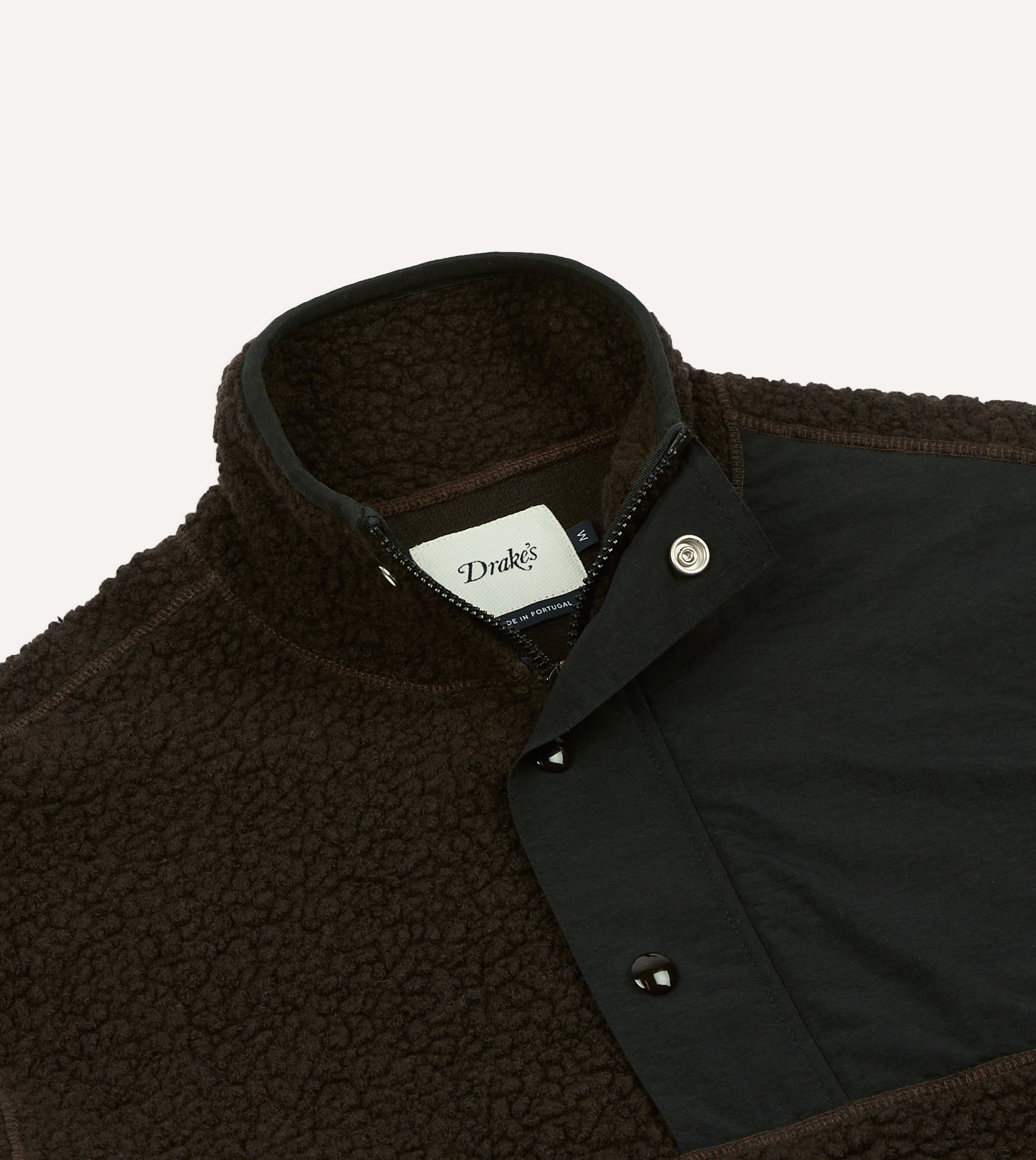 Drake's by A. Levine Boucle Wool Half-Zip Fleece Jacket – Drakes US