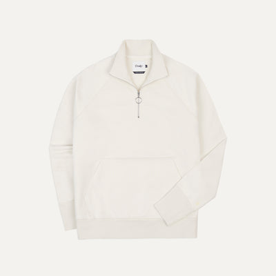 Ecru Cotton Quarter Zip Sweatshirt