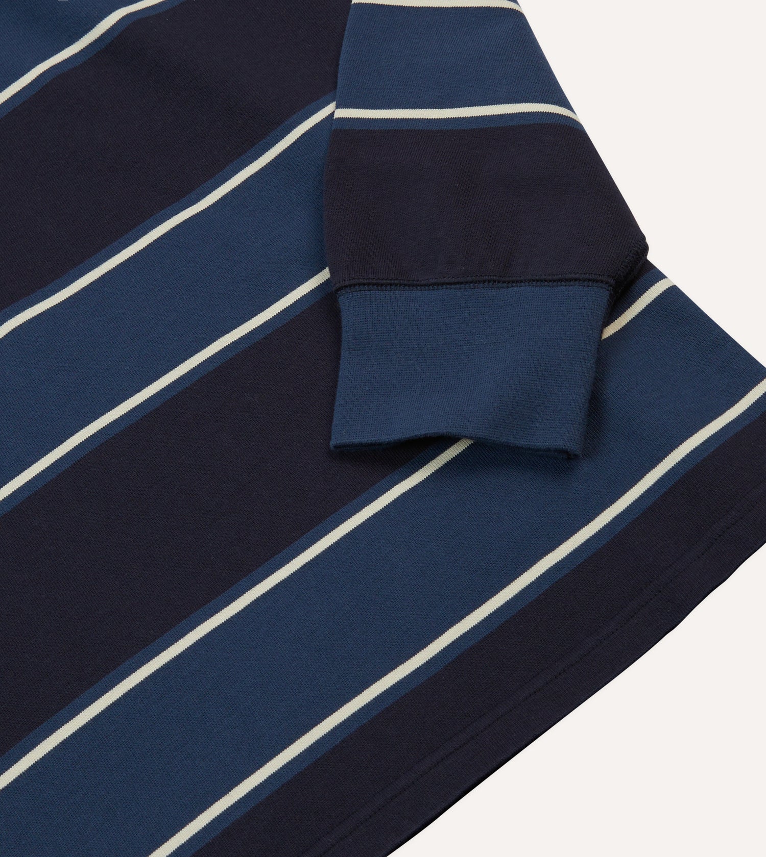 Drake's by A. Levine Navy Stripe Cotton Quarter Zip Rugby Shirt