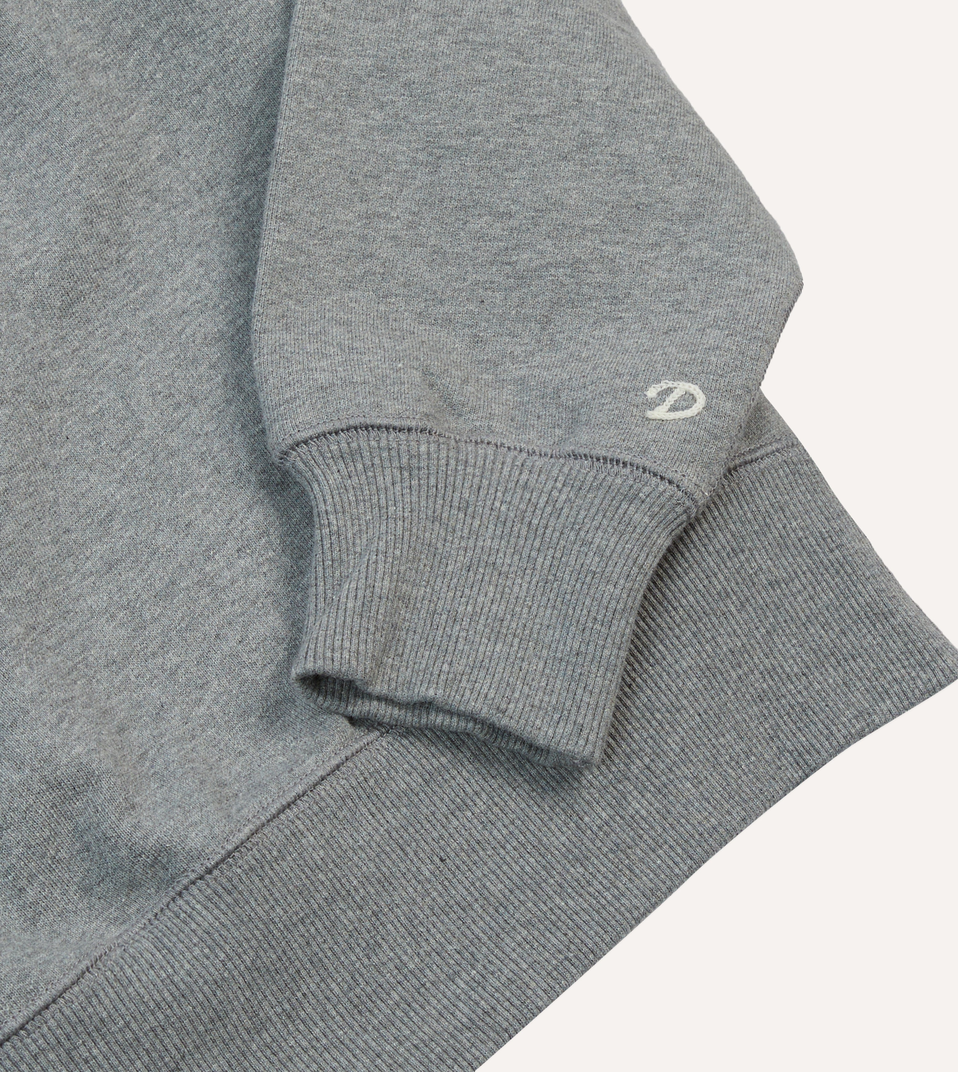 Grey Cotton Quarter Zip Collared Sweatshirt – Drakes US