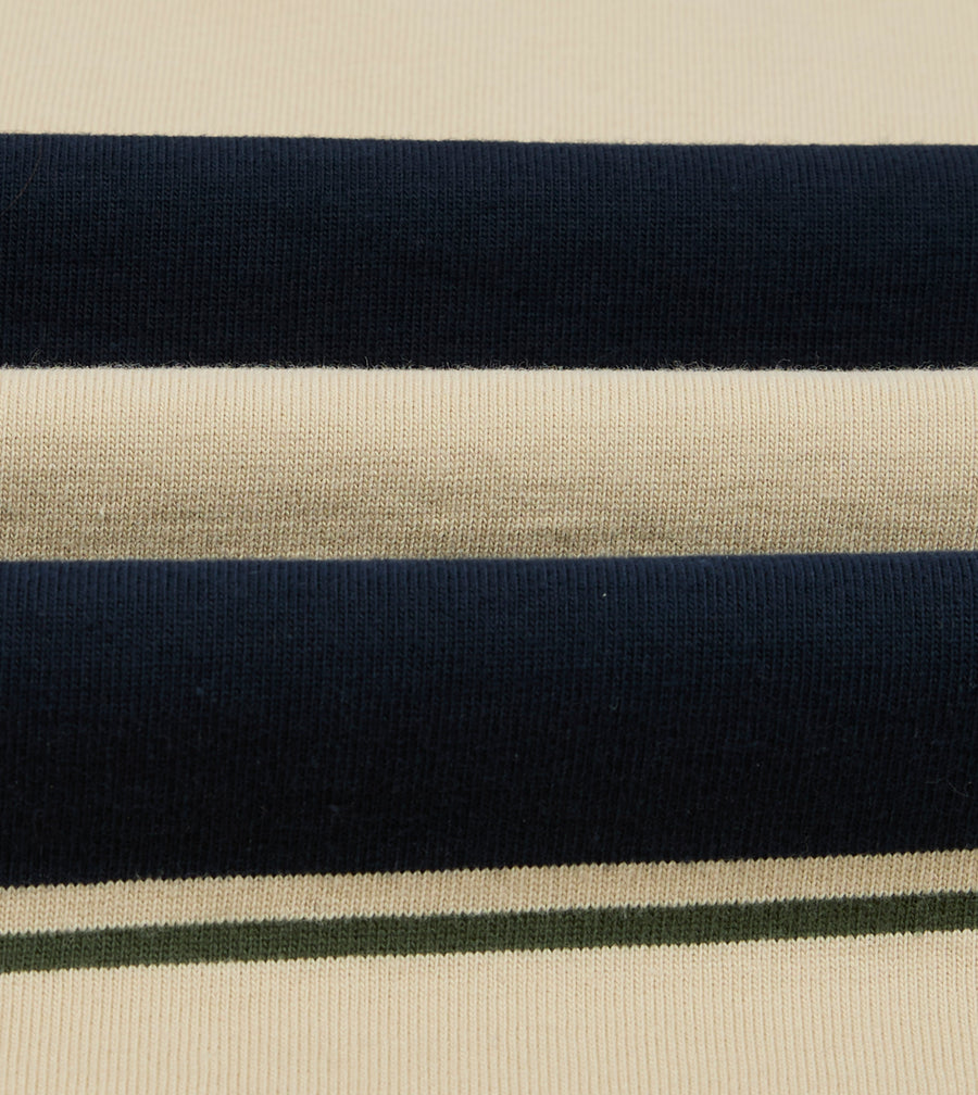 Drake's by A. Levine Navy Stripe Cotton Quarter Zip Rugby Shirt