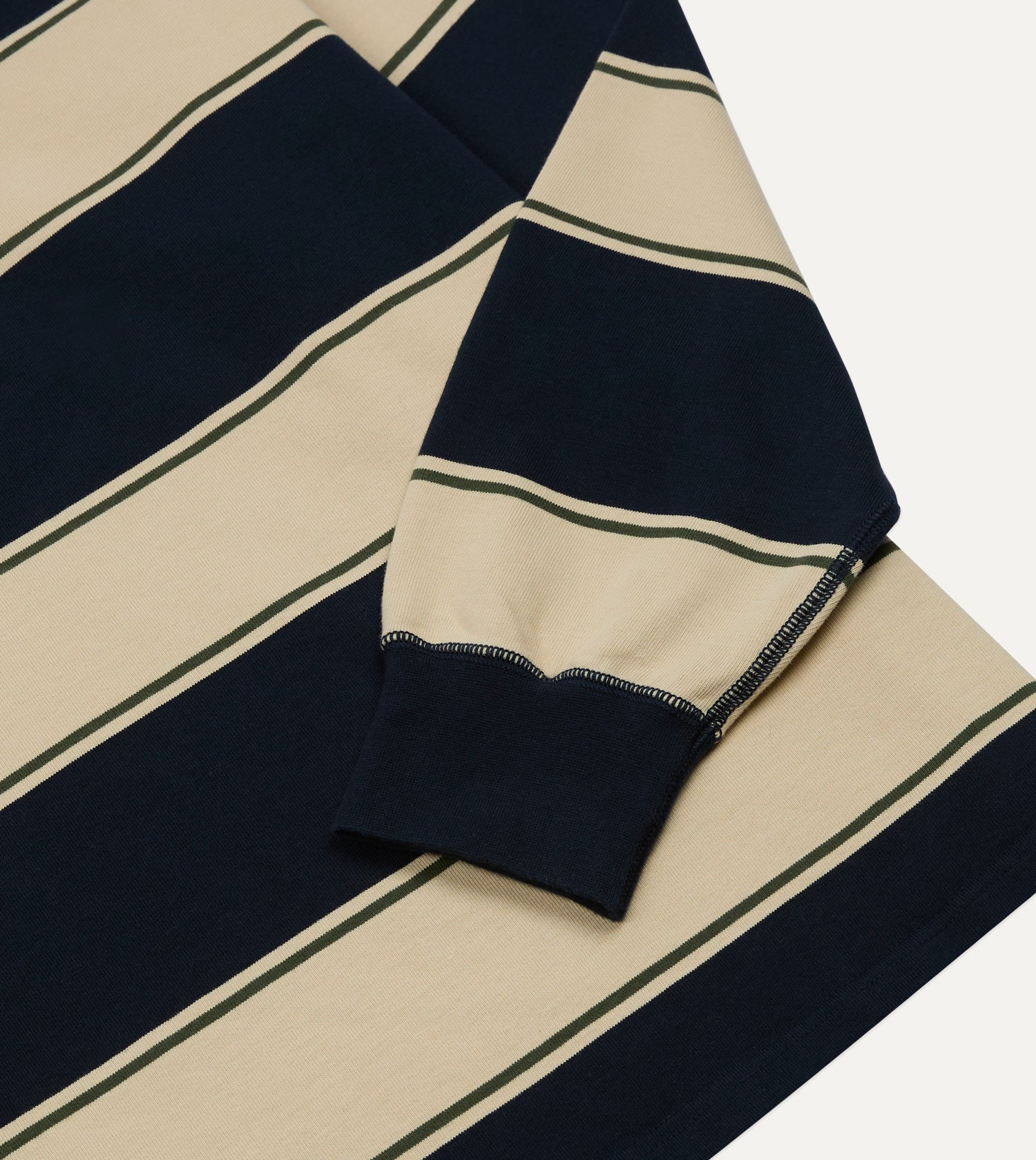 Drake's by A. Levine Navy Stripe Cotton Quarter Zip Rugby Shirt