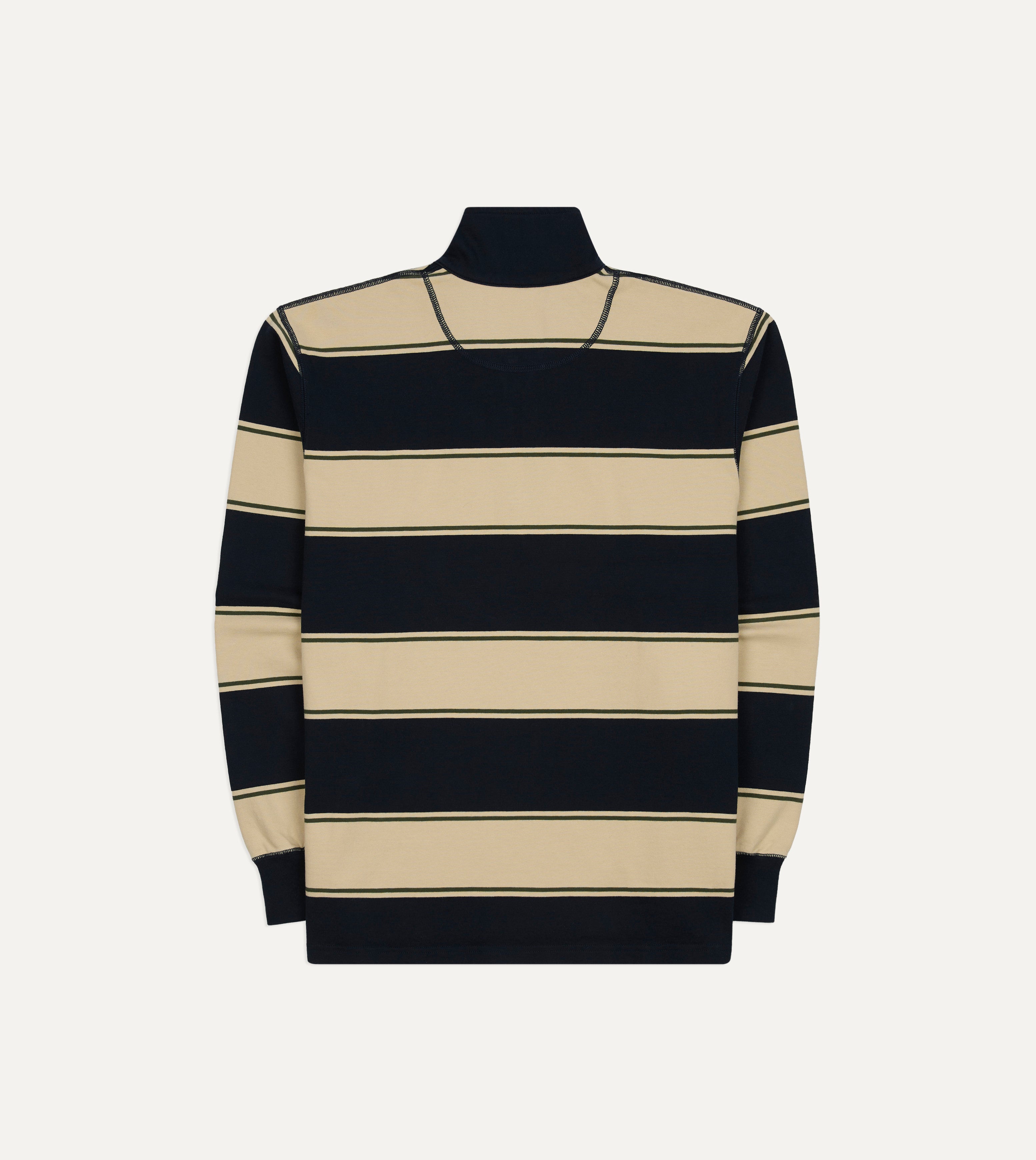 Drake's by A. Levine Navy Stripe Cotton Quarter Zip Rugby Shirt