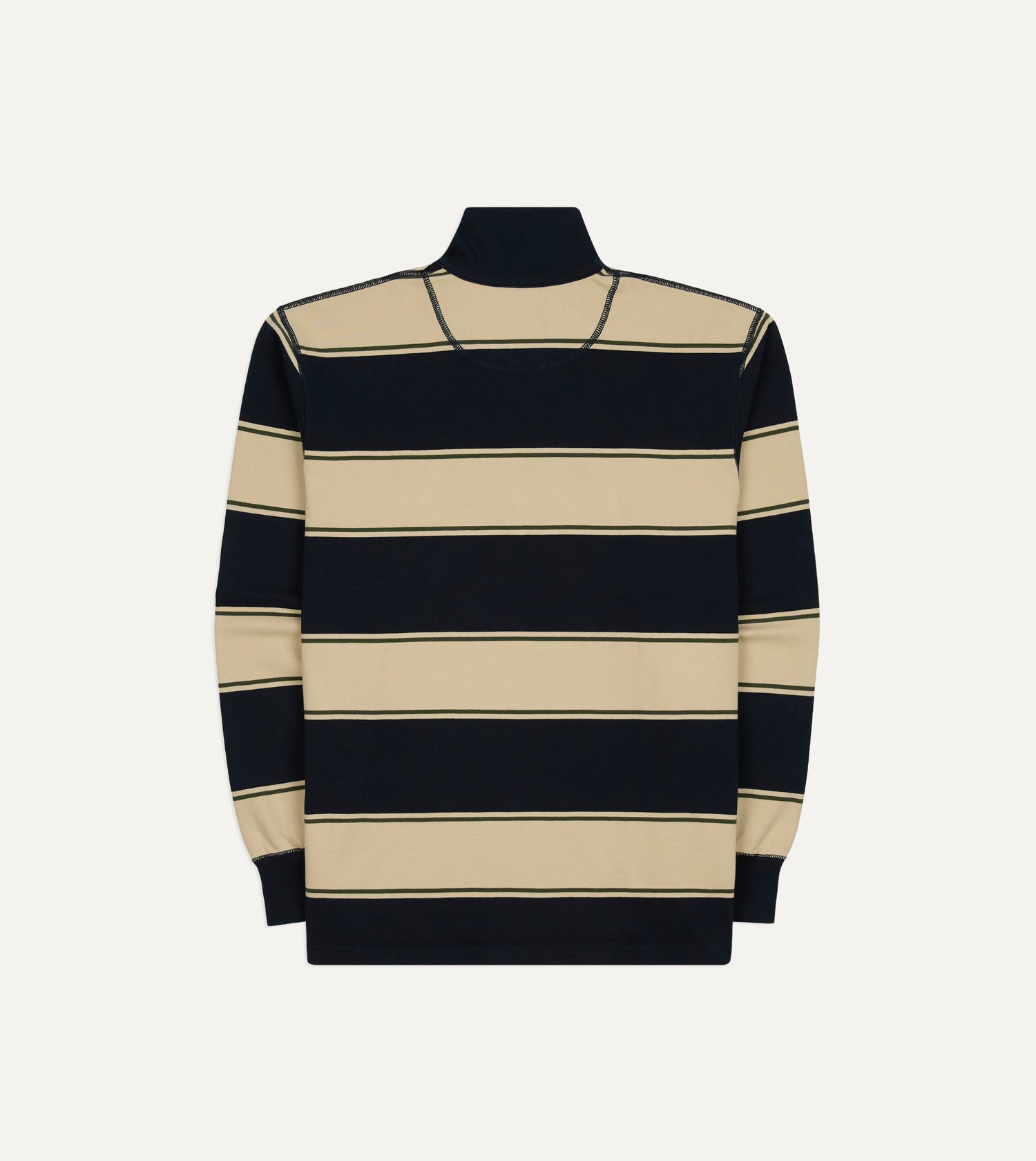 Drake's by A. Levine Navy Stripe Cotton Quarter Zip Rugby Shirt