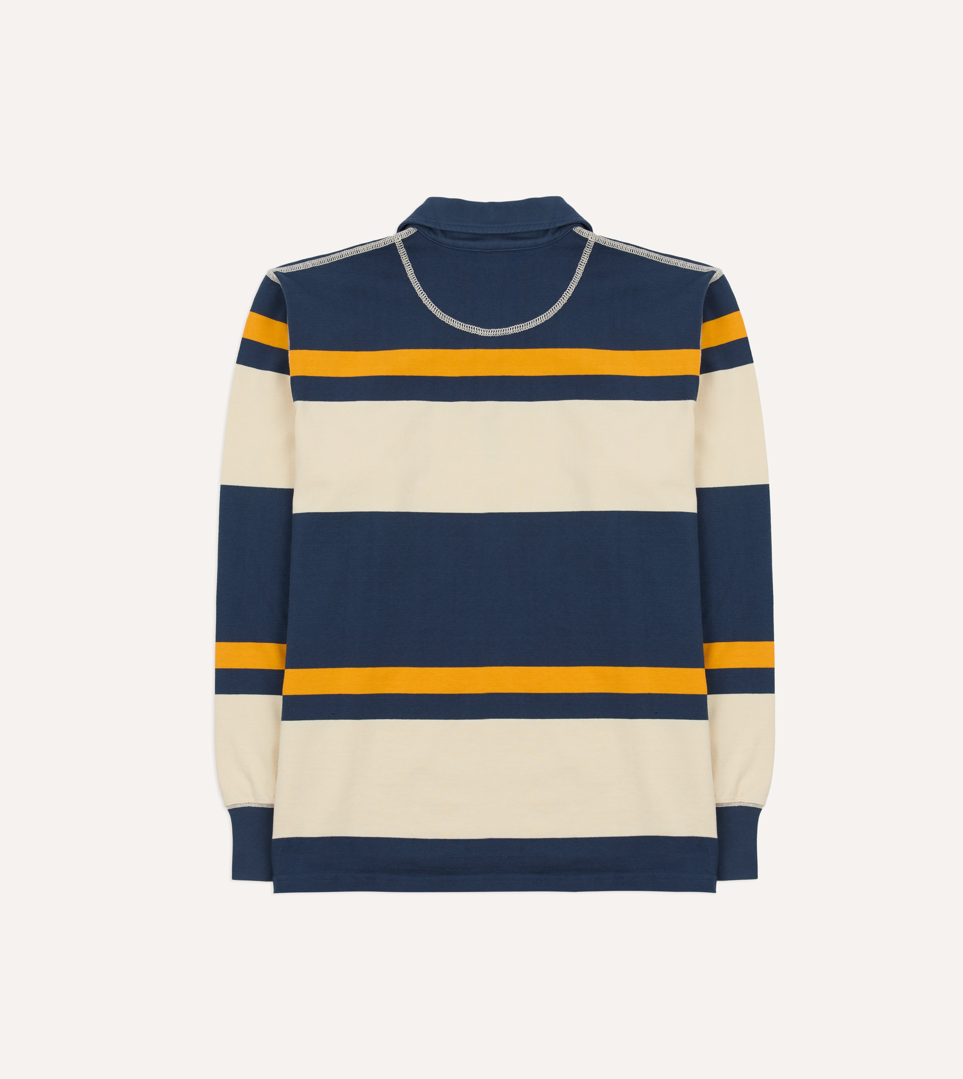 Navy and Yellow Stripe Cotton Quarter Zip Rugby Shirt – Drakes US