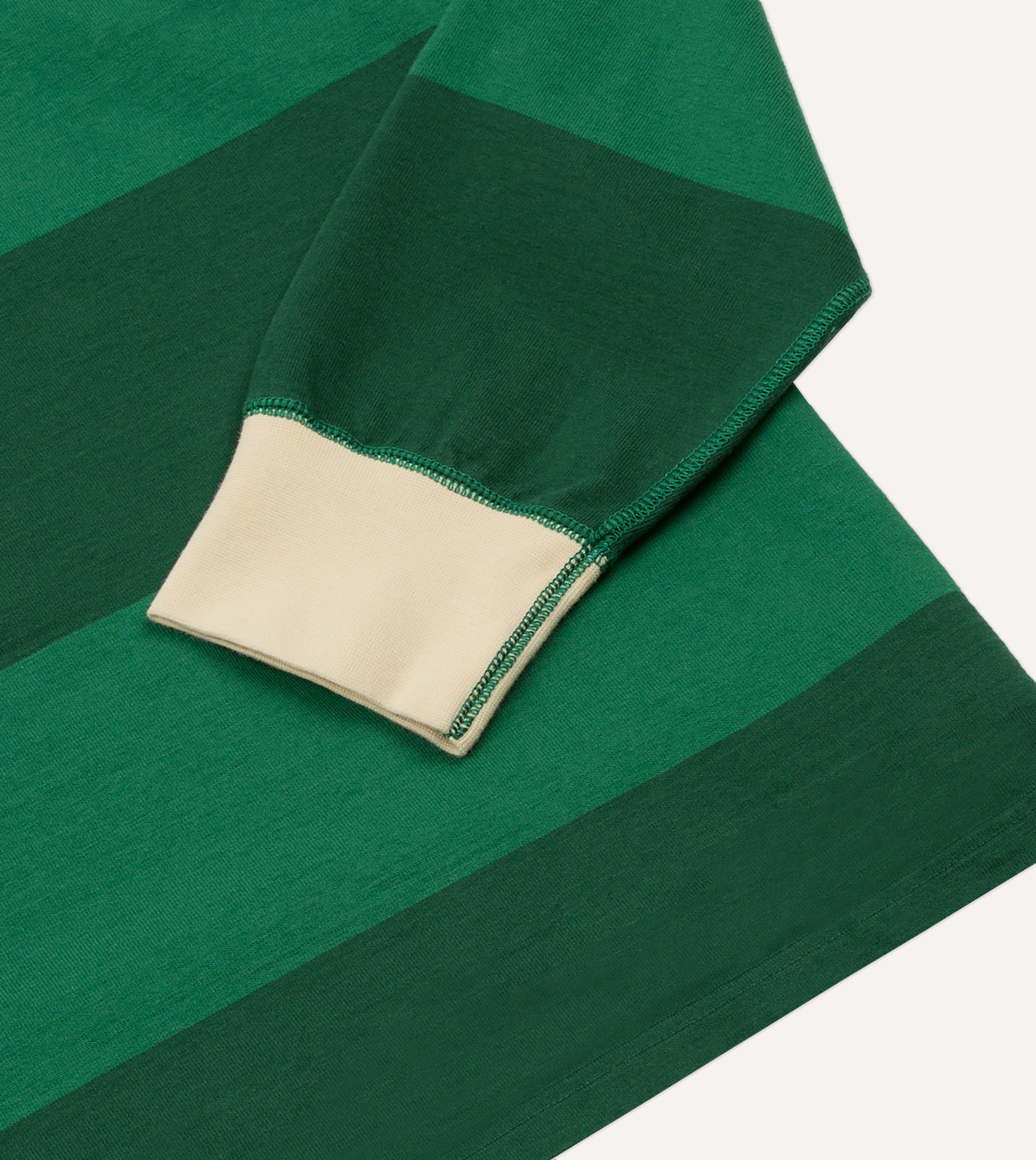 00s archive pretty green ユニオンジャック柄 ポロシャツ Green Block Stripe Cotton Quarter Zip Rugby Shirt – Drakes US