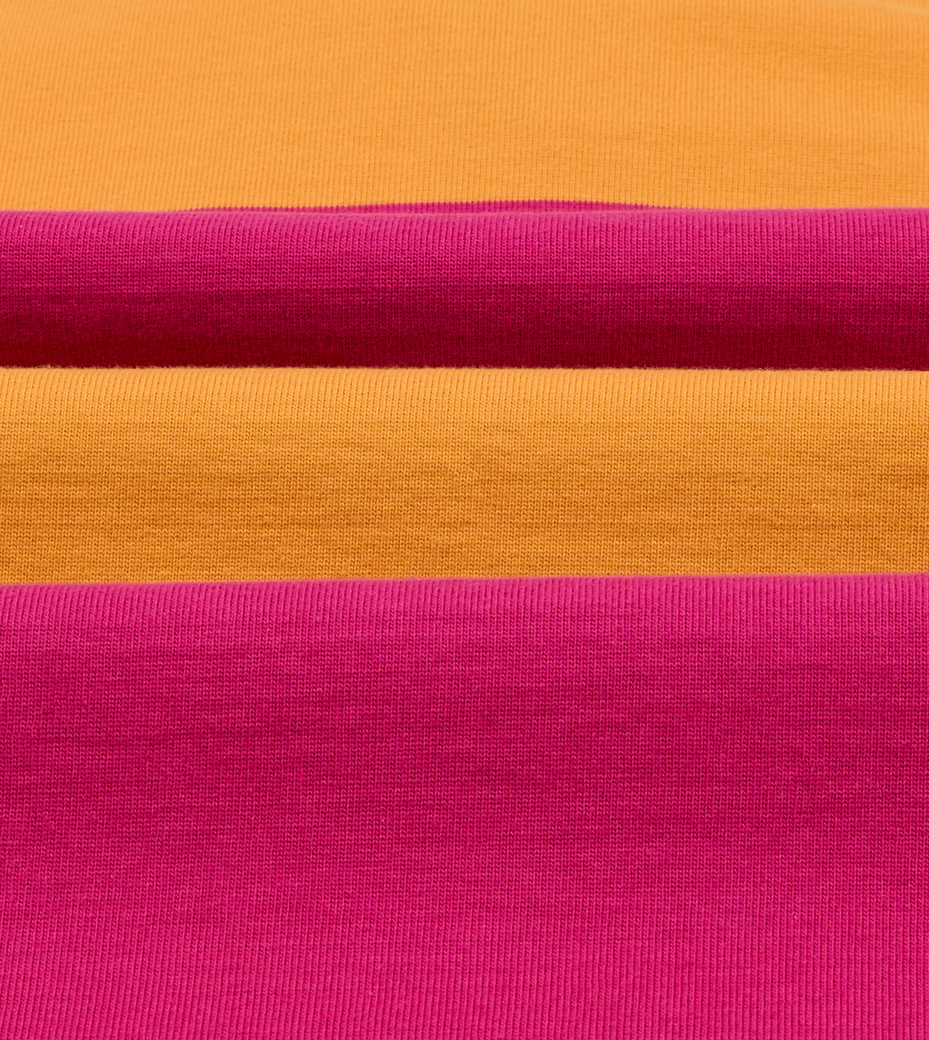 Pink and Orange Block Stripe Cotton Quarter Zip Rugby Shirt