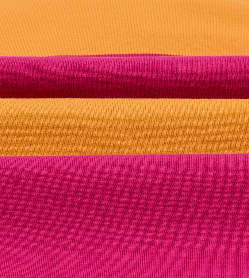 Pink and Orange Block Stripe Cotton Quarter Zip Rugby Shirt