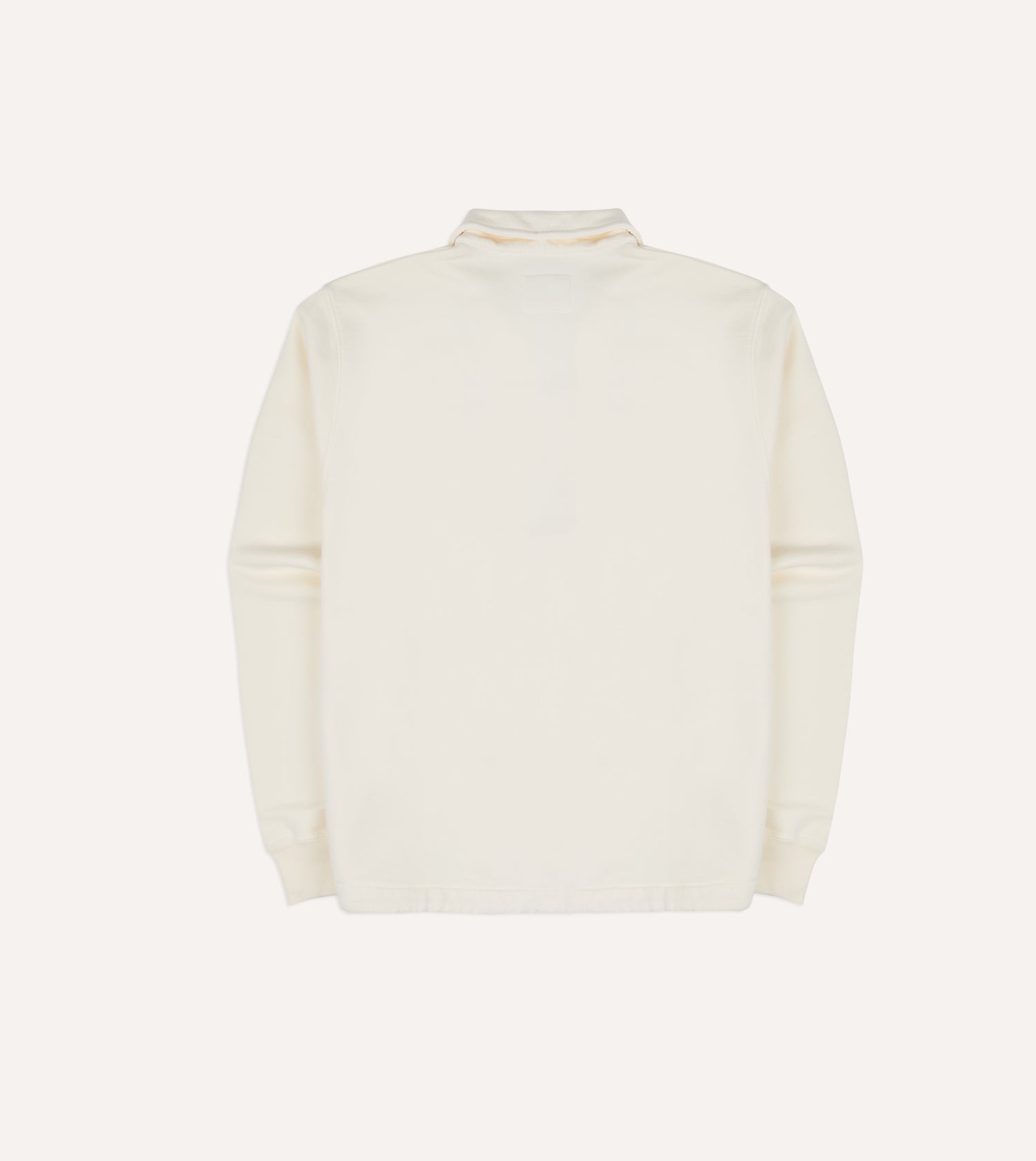 Ecru Cotton Quarter Zip Collared Drawstring Sweatshirt