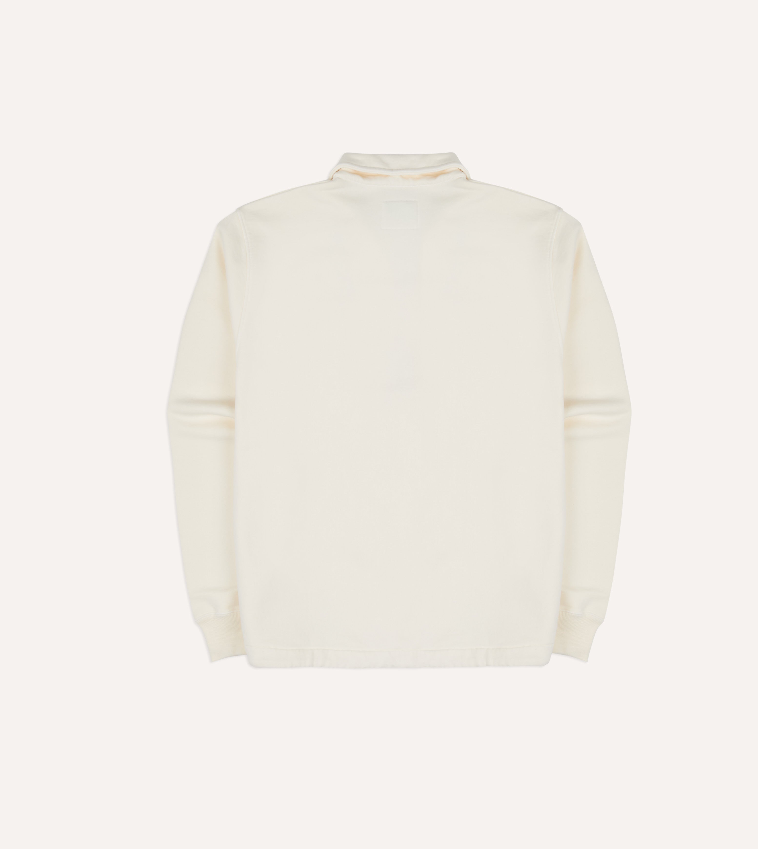 Ecru Cotton Quarter Zip Collared Drawstring Sweatshirt