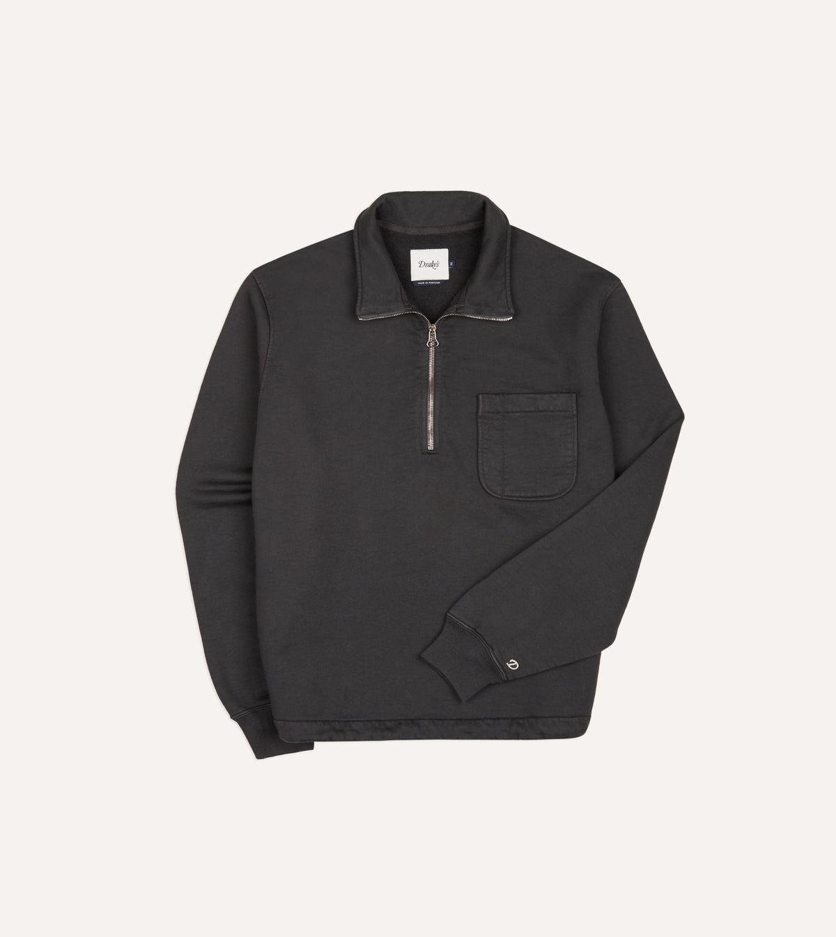 Grey Cotton Quarter Zip Collared Drawstring Sweatshirt