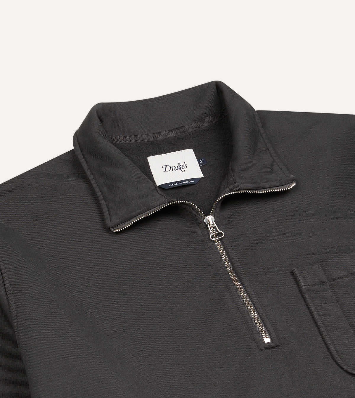 Grey Cotton Quarter Zip Collared Drawstring Sweatshirt