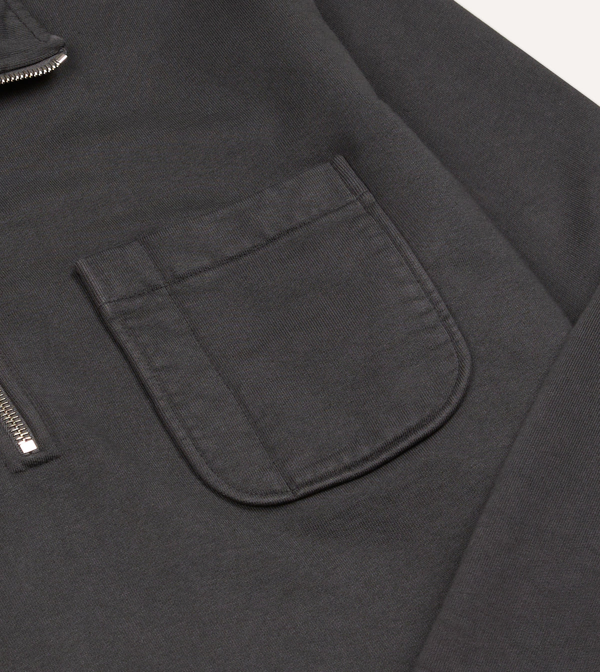 Grey Cotton Quarter Zip Collared Drawstring Sweatshirt