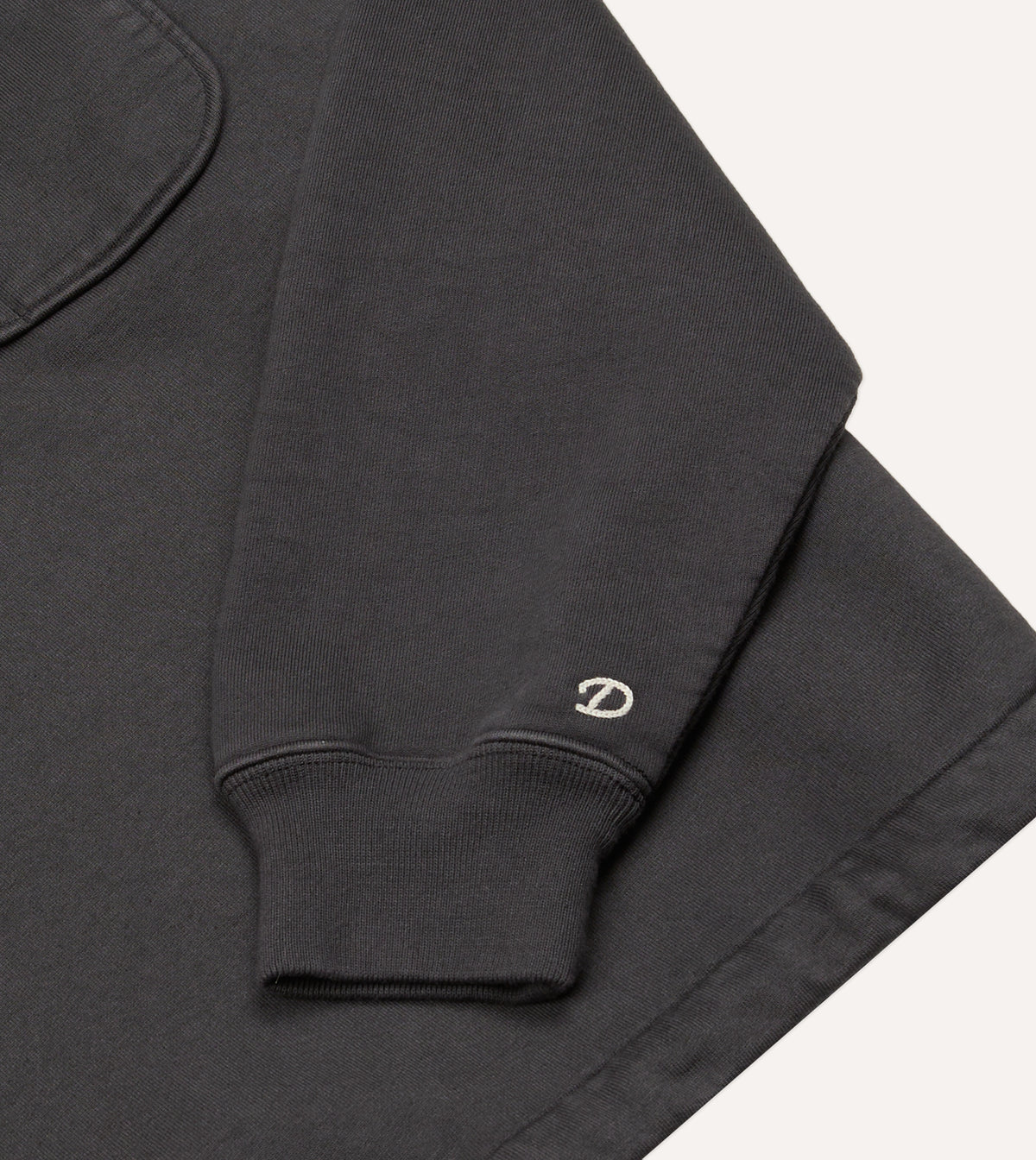 Grey Cotton Quarter Zip Collared Drawstring Sweatshirt
