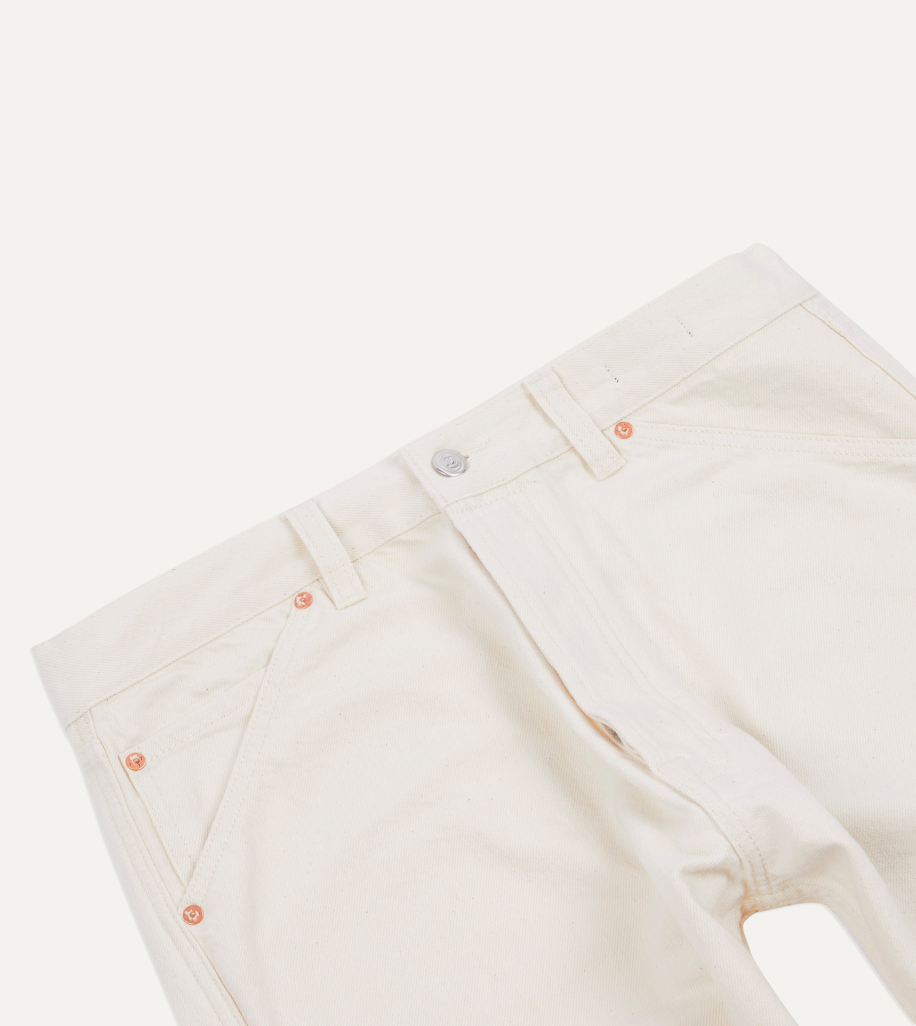 Ecru 12.7oz Selvedge Denim Tonal Stitch Five-Pocket Jeans – Drakes US