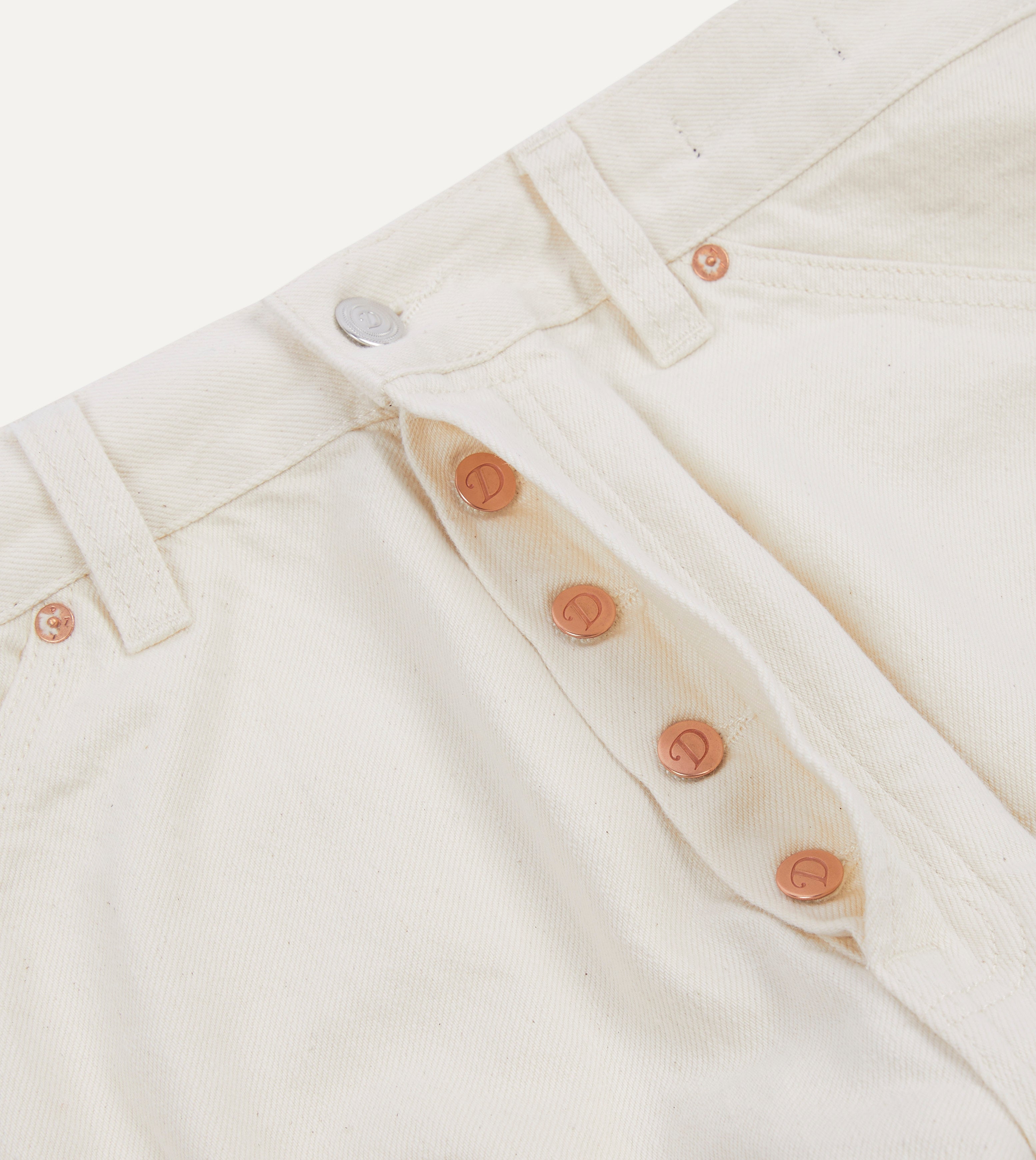 Ecru 12.7oz Selvedge Denim Tonal Stitch Five-Pocket Jeans – Drakes US